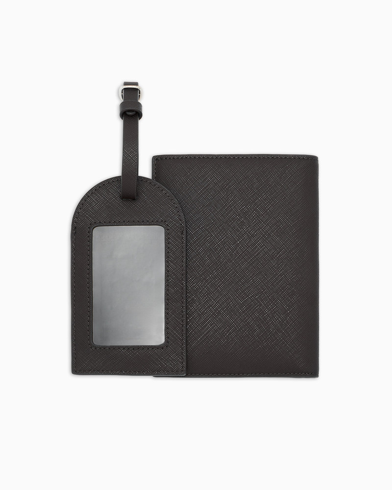 EMPORIO ARMANI GIFT BOX WITH REGENERATED SAFFIANO PASSPORT HOLDER AND TAG outlook