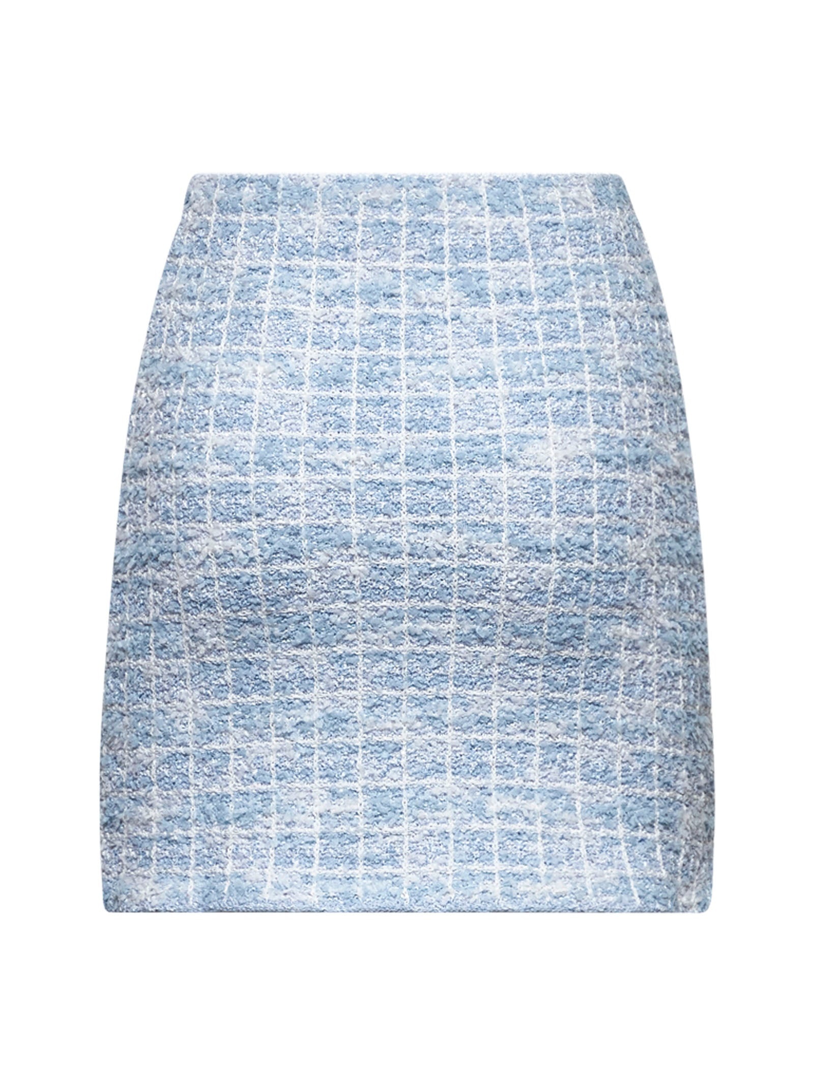 Light Blue sequin check tweed mini skirt - 2