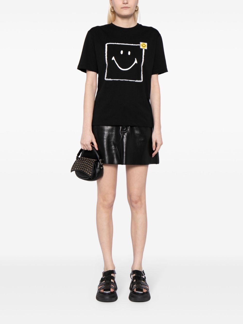 square smiley face-print T-shirt - 2