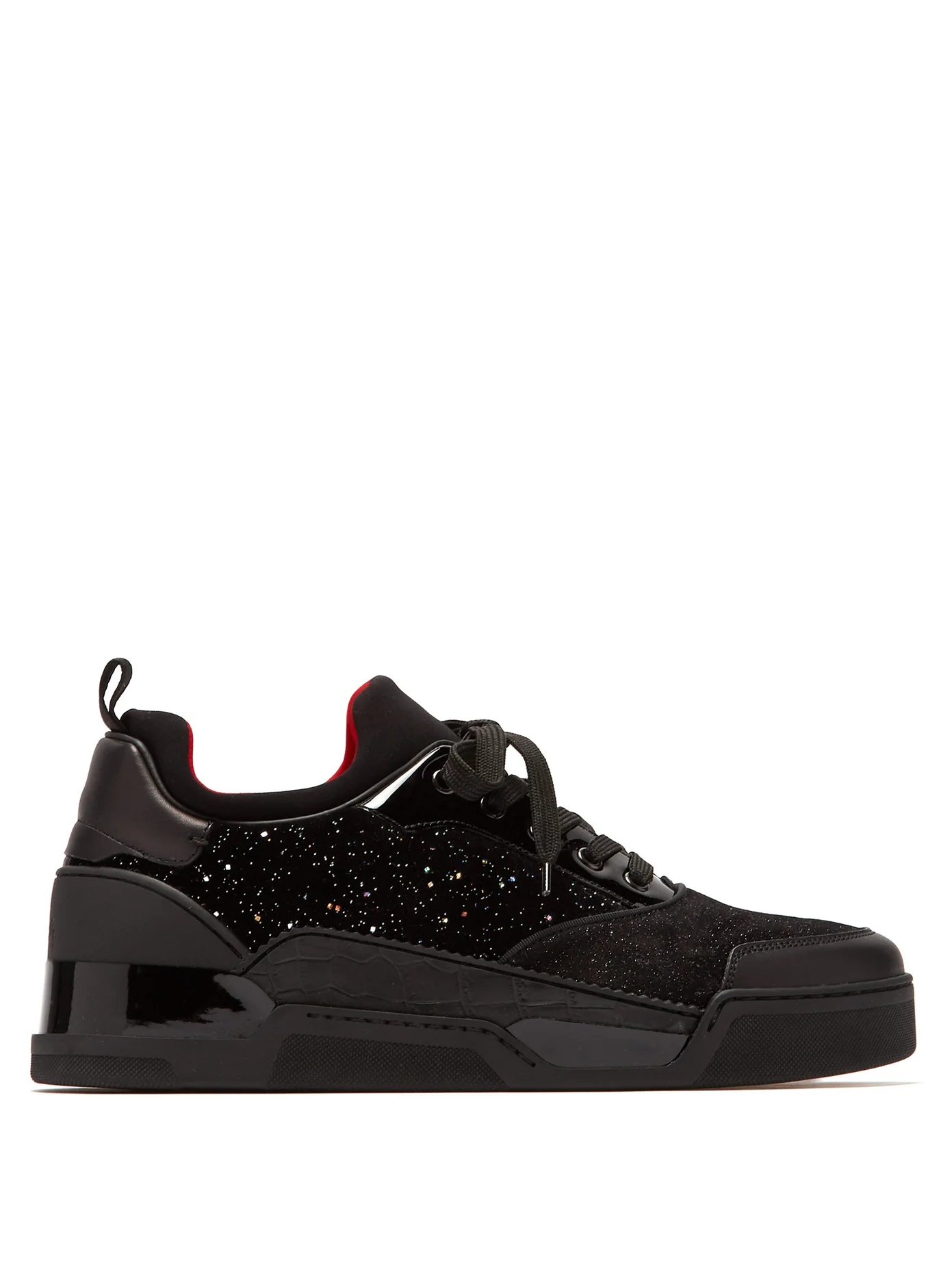 Aurelien glittered velvet and suede trainers - 1