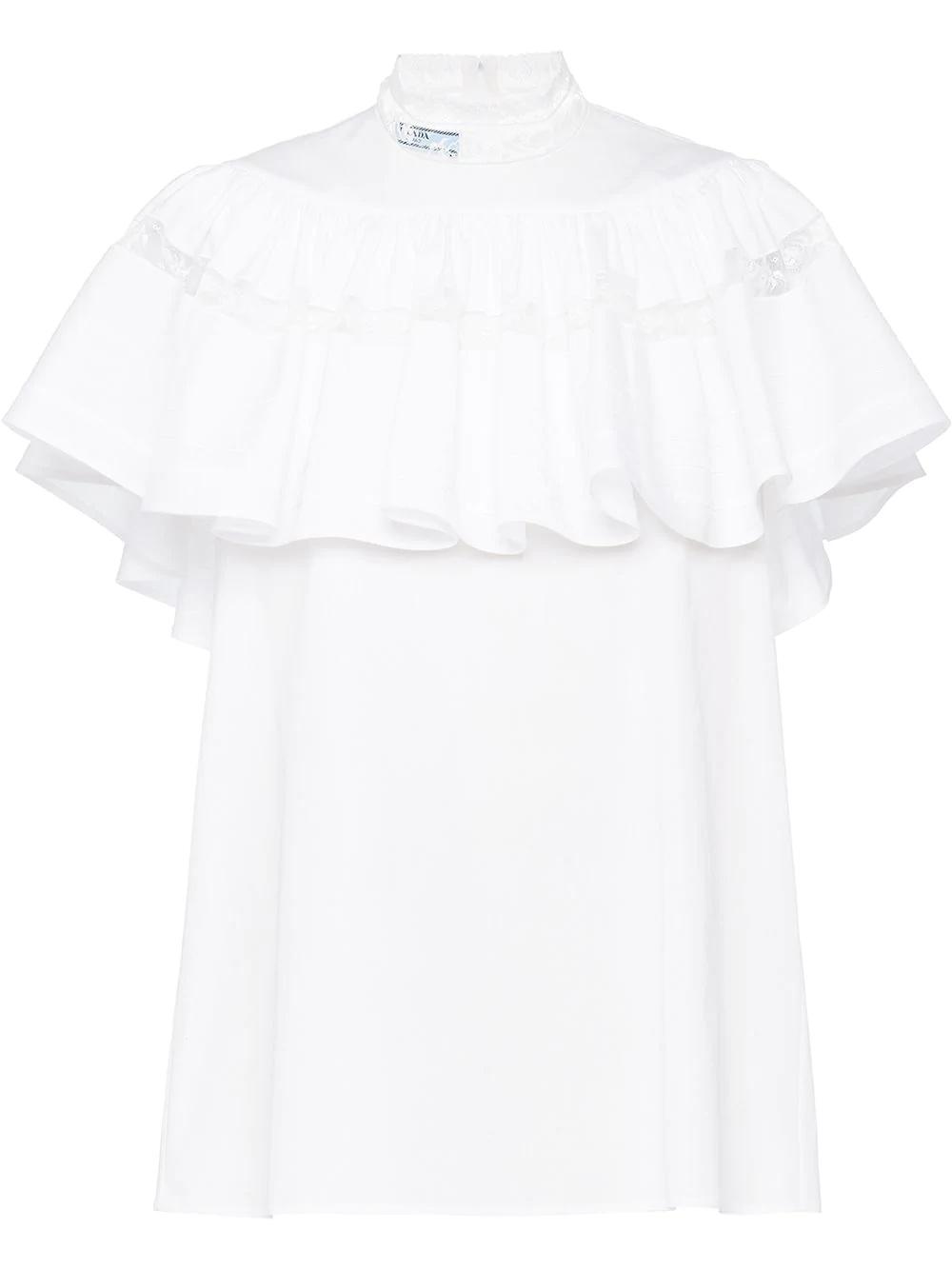 ruffle-panel lace-trim blouse - 1