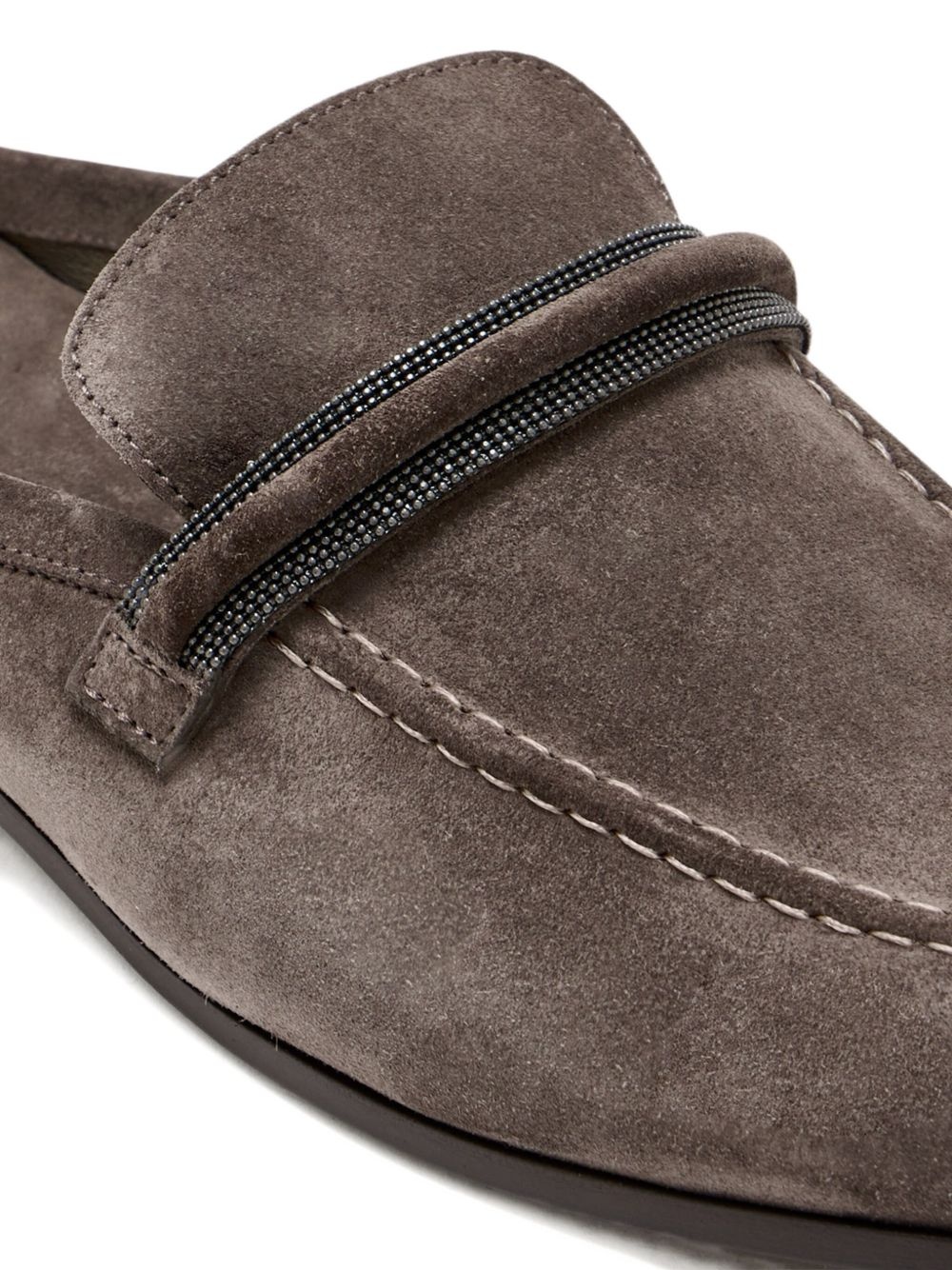 beaded-embellished suede mules - 3