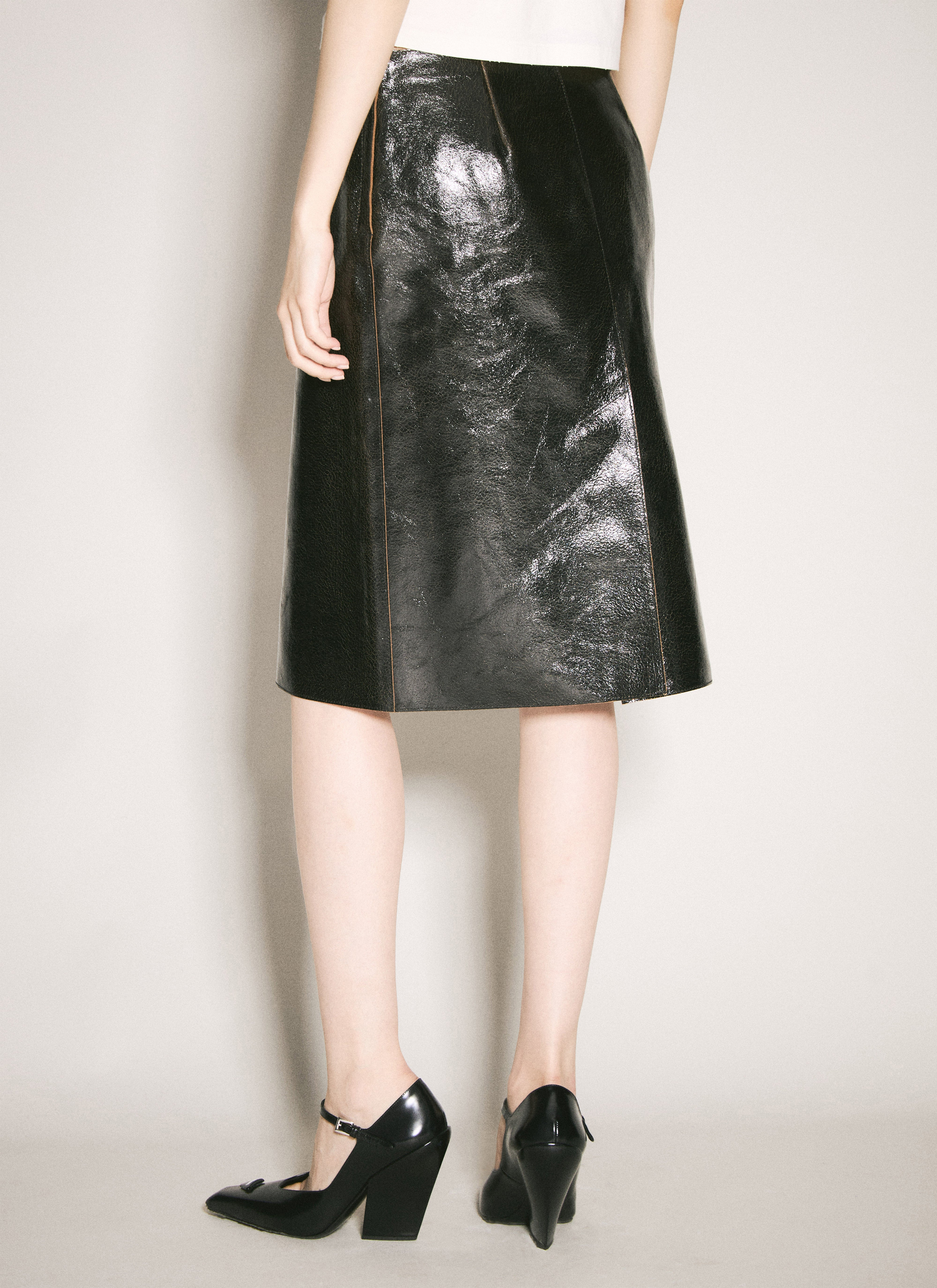 Prada Women Craquelé Leather Skirt - 2