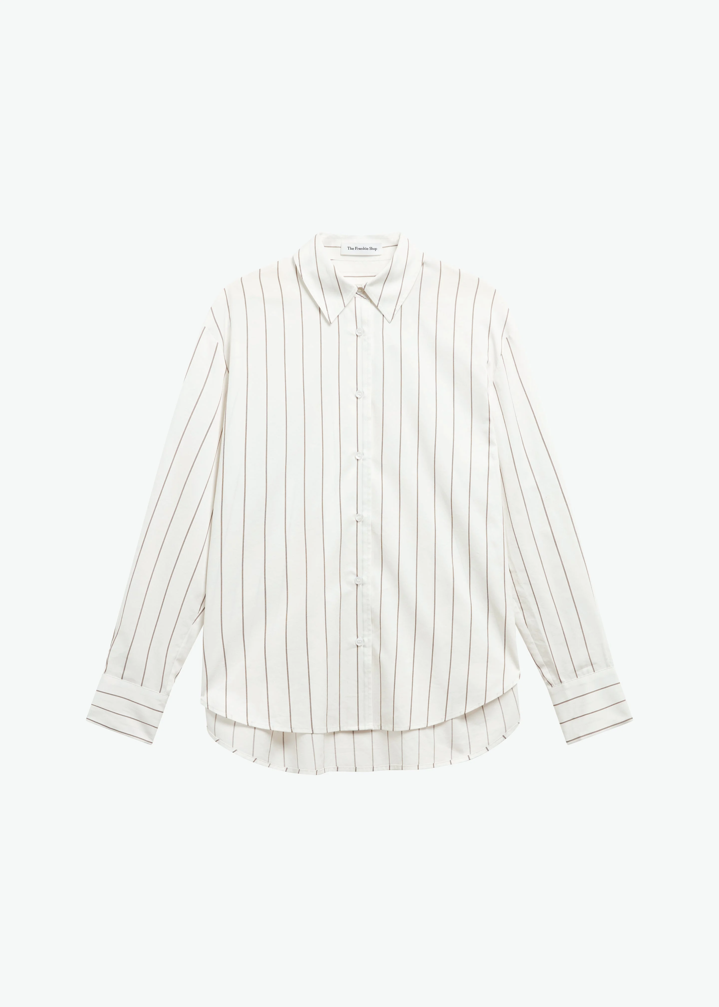Peri Striped Cotton Shirt - White/Brown Stripe - 1