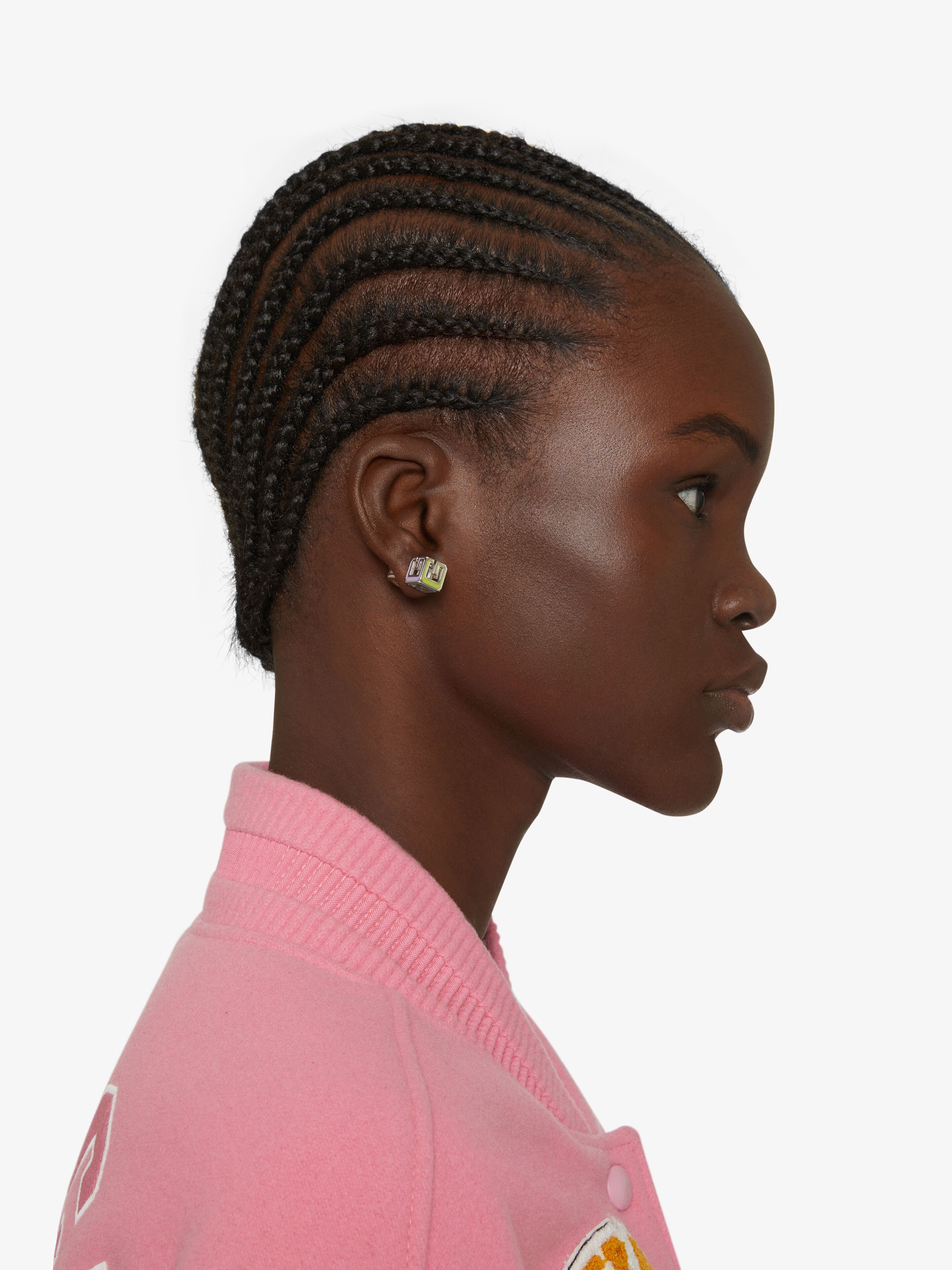G CUBE STUD EARRING IN METAL AND ENAMEL - 3