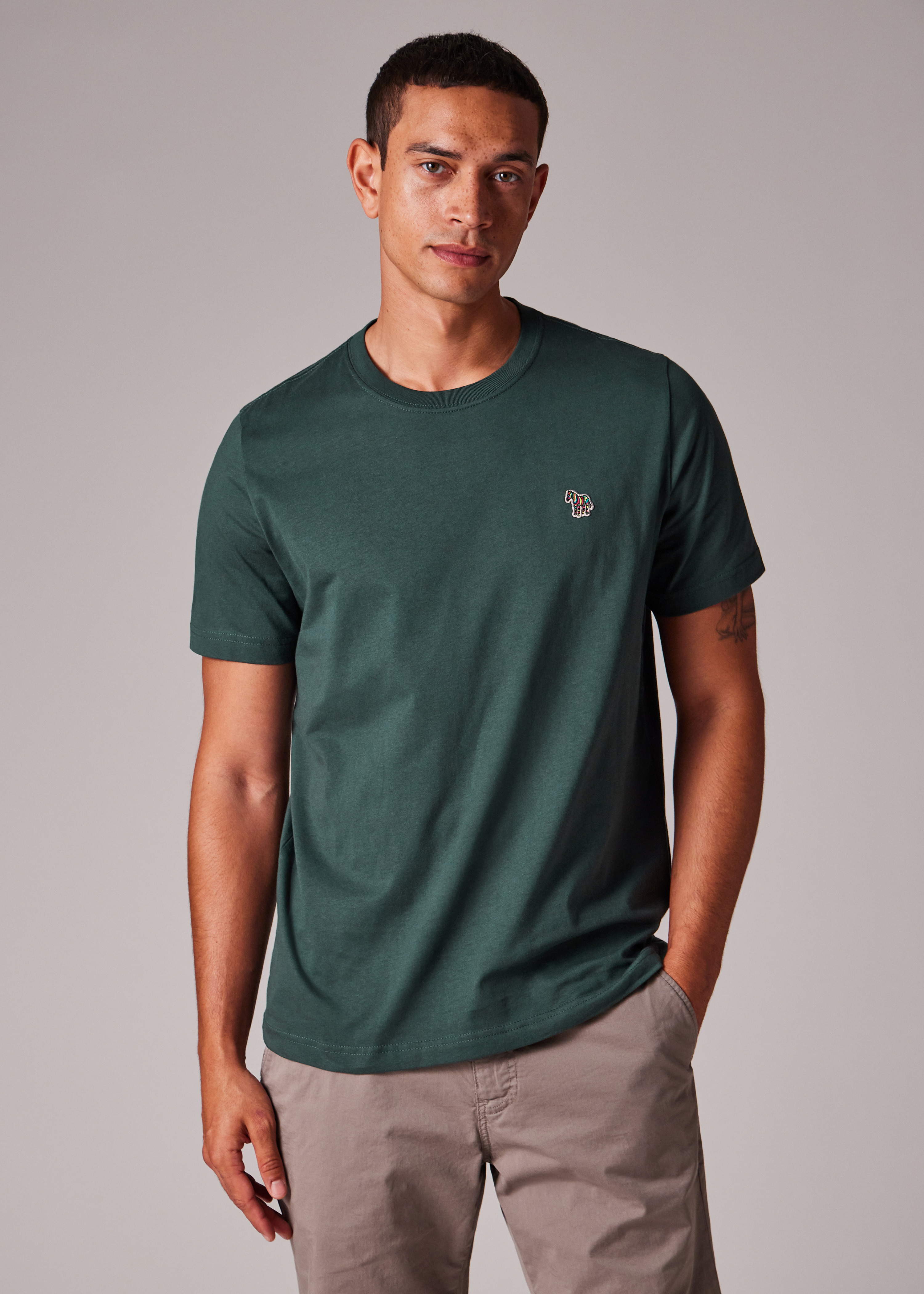Dark Green Organic Cotton Zebra Logo T-Shirt - 4