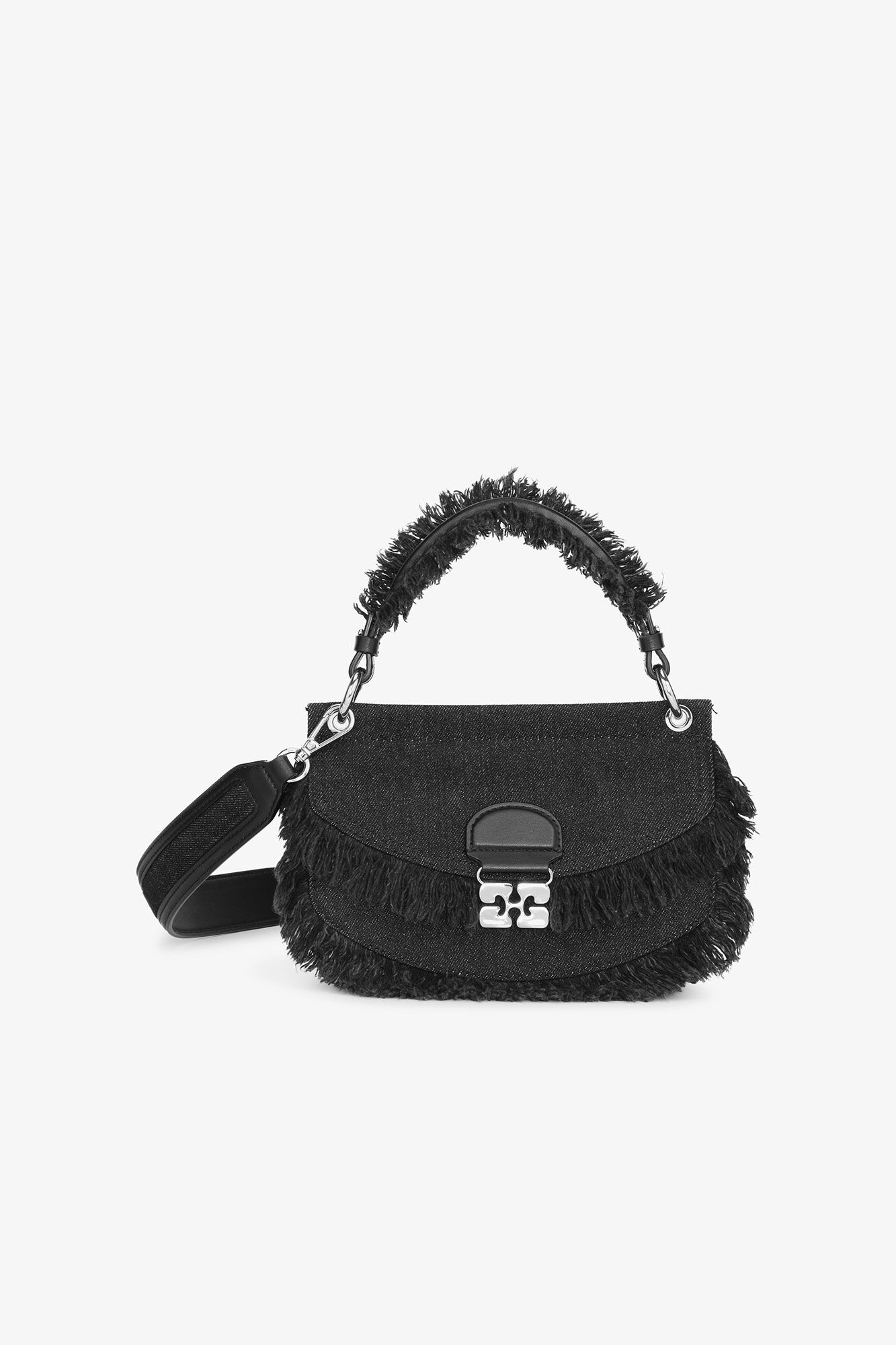 BLACK DENIM MINI TOP HANDLE APO-G BAG - 1