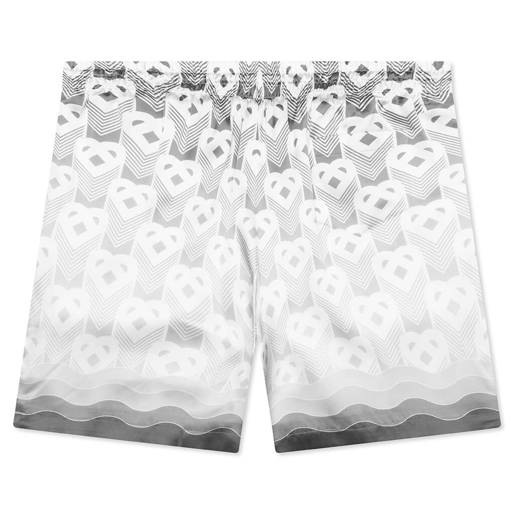 GRADIENT HEART MONOGRAM DRAWSTRING SHORTS - GREY - 2