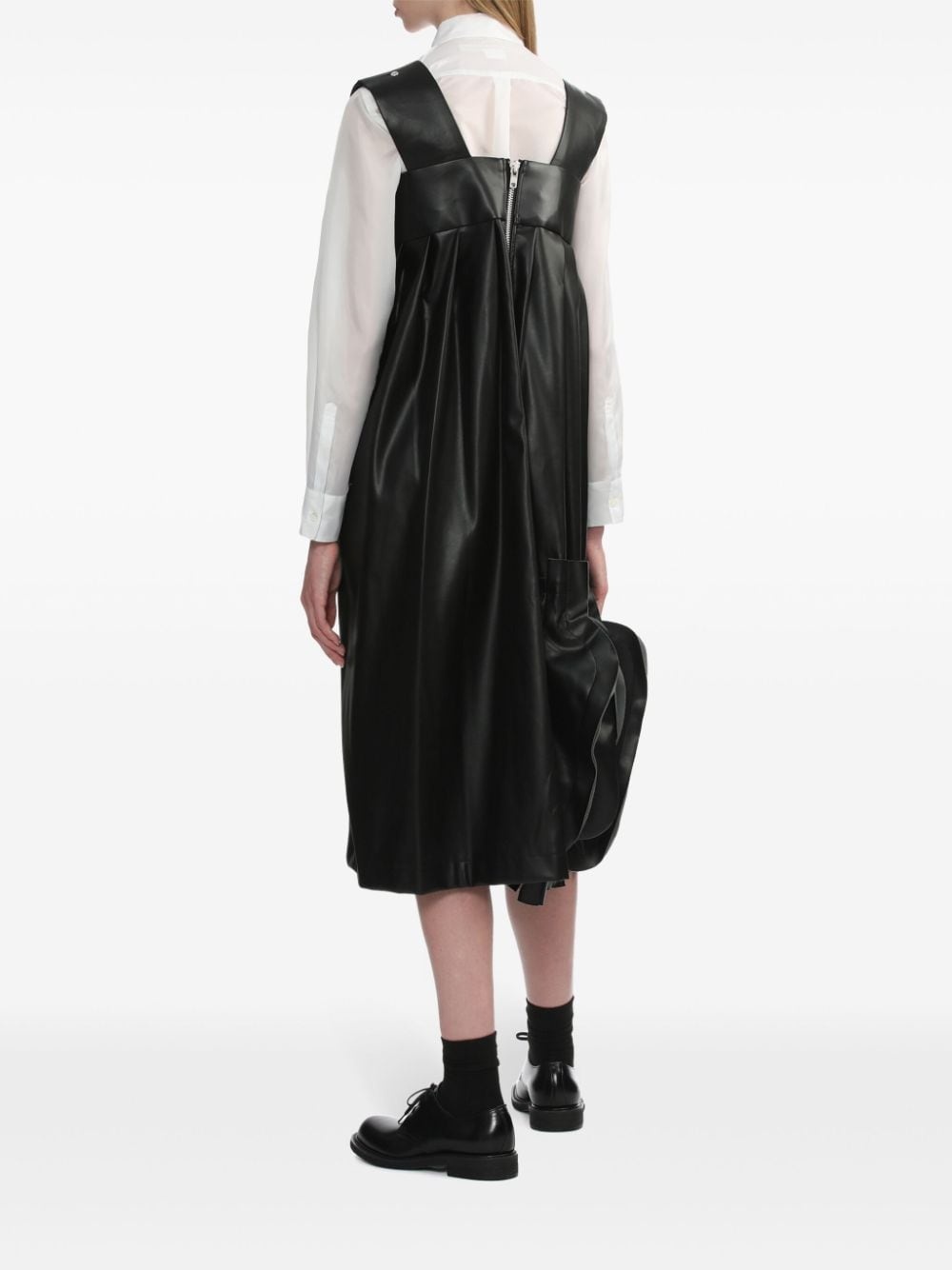 artificial leather midi dress - 4