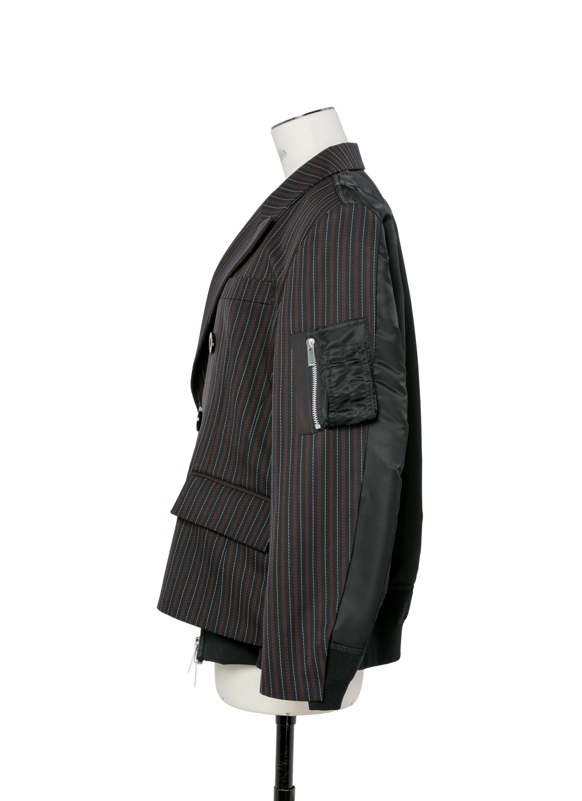 Stripe Doeskin x Nylon Twill Jacket - 3