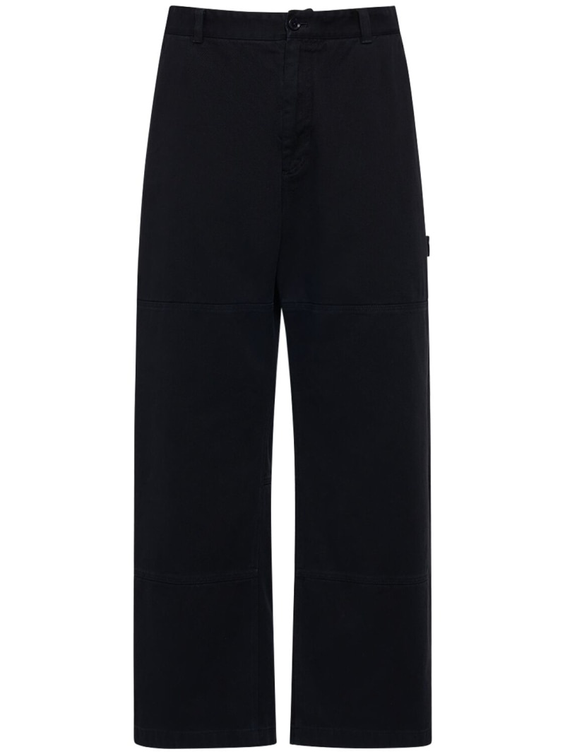 Wide cotton gabardine worker pants - 1