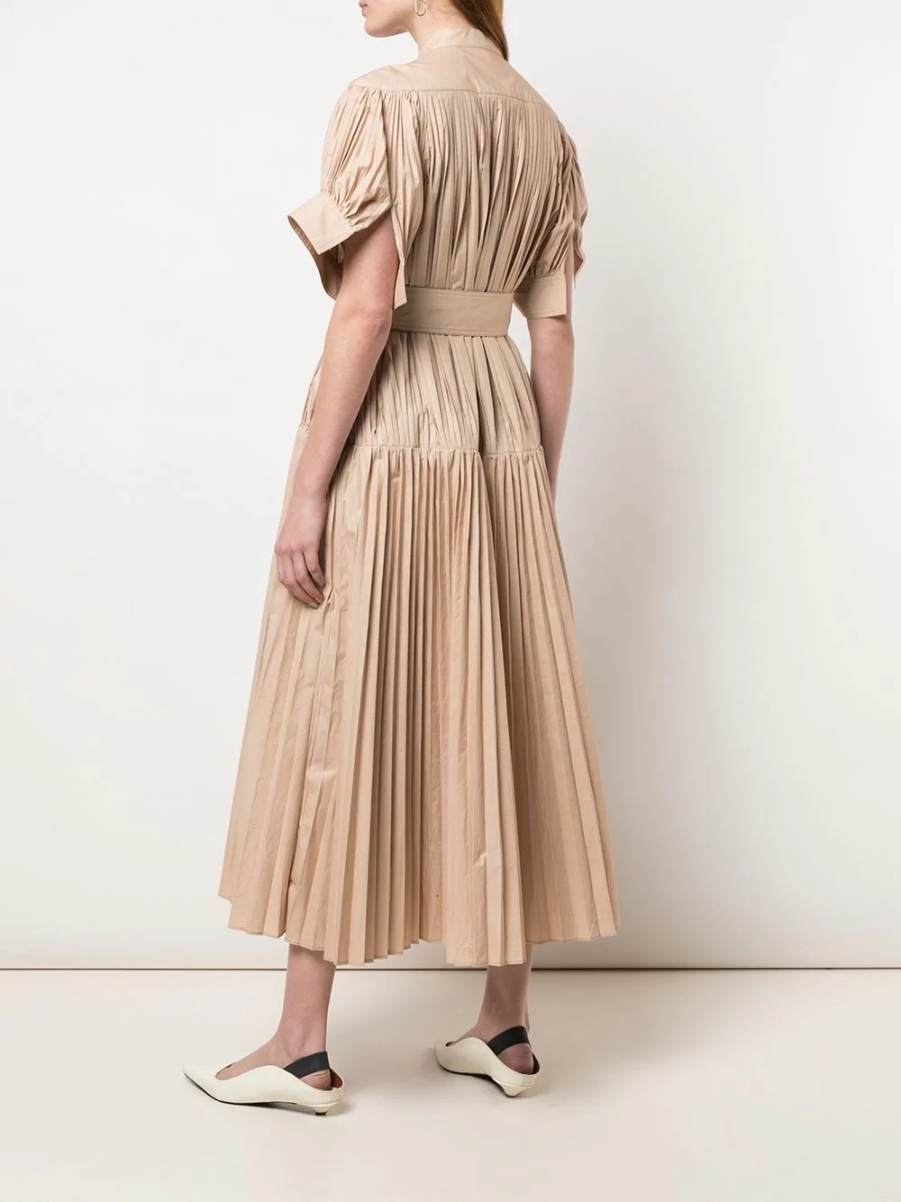 pleated poplin belted dress - 4