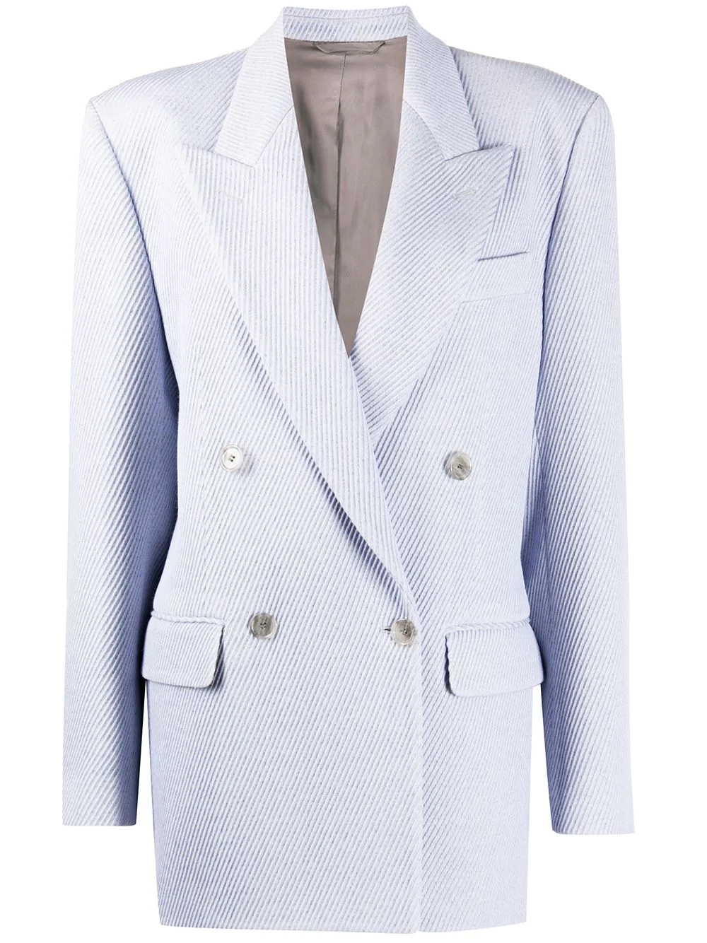 double-breasted twill blazer - 1