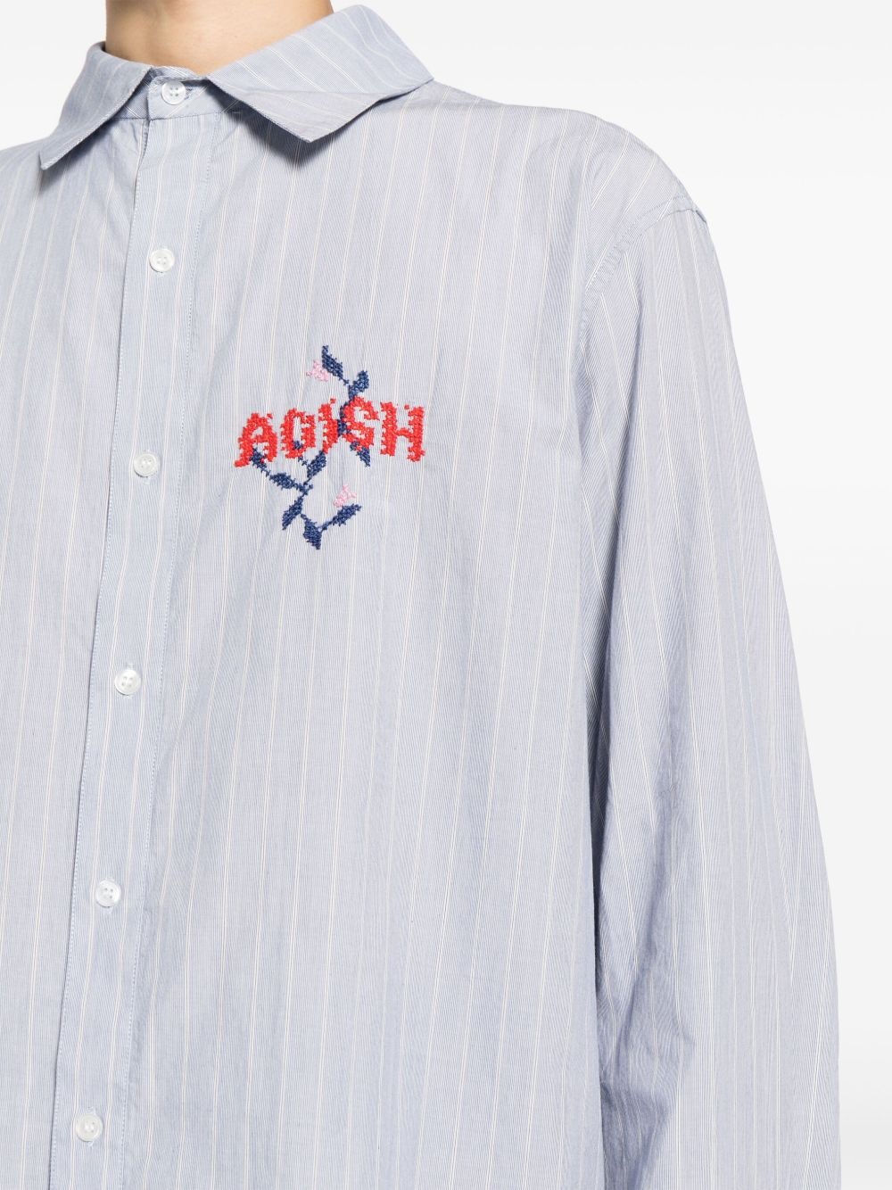 Nafnuf logo-embroidered striped shirt - 5