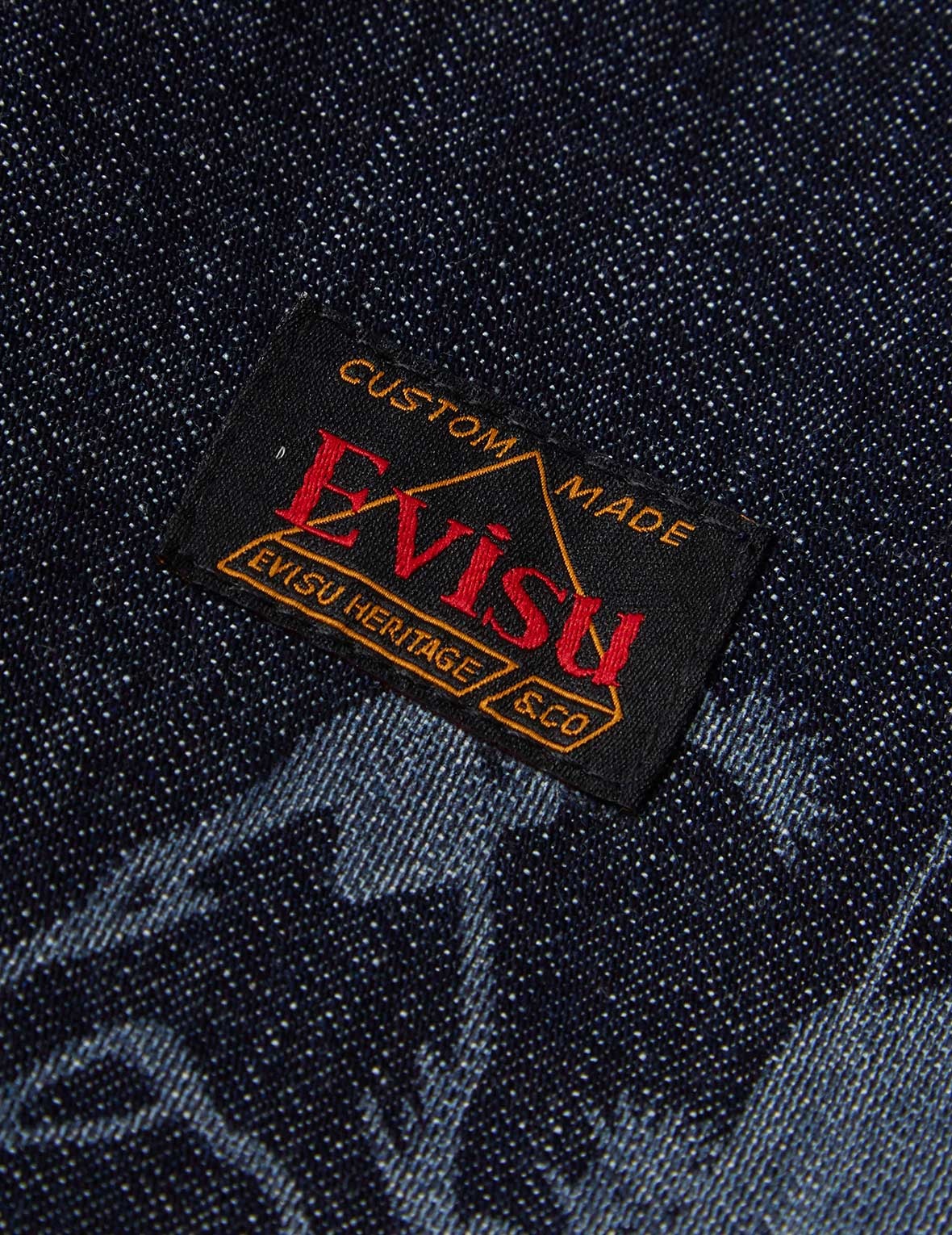 LANDSCAPE MOTIF DISCHARGED DENIM SHIRT - 11