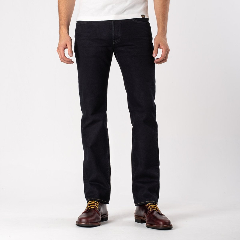 Iron Heart IH-666S-142od 14oz Selvedge Denim Slim Straight Cut Jeans - Indigo Overdyed Black outlook