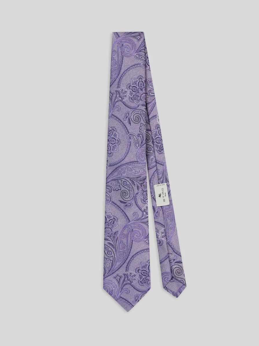 MICRO-STRIPED TIE WITH PAISLEY DETAILING - 1