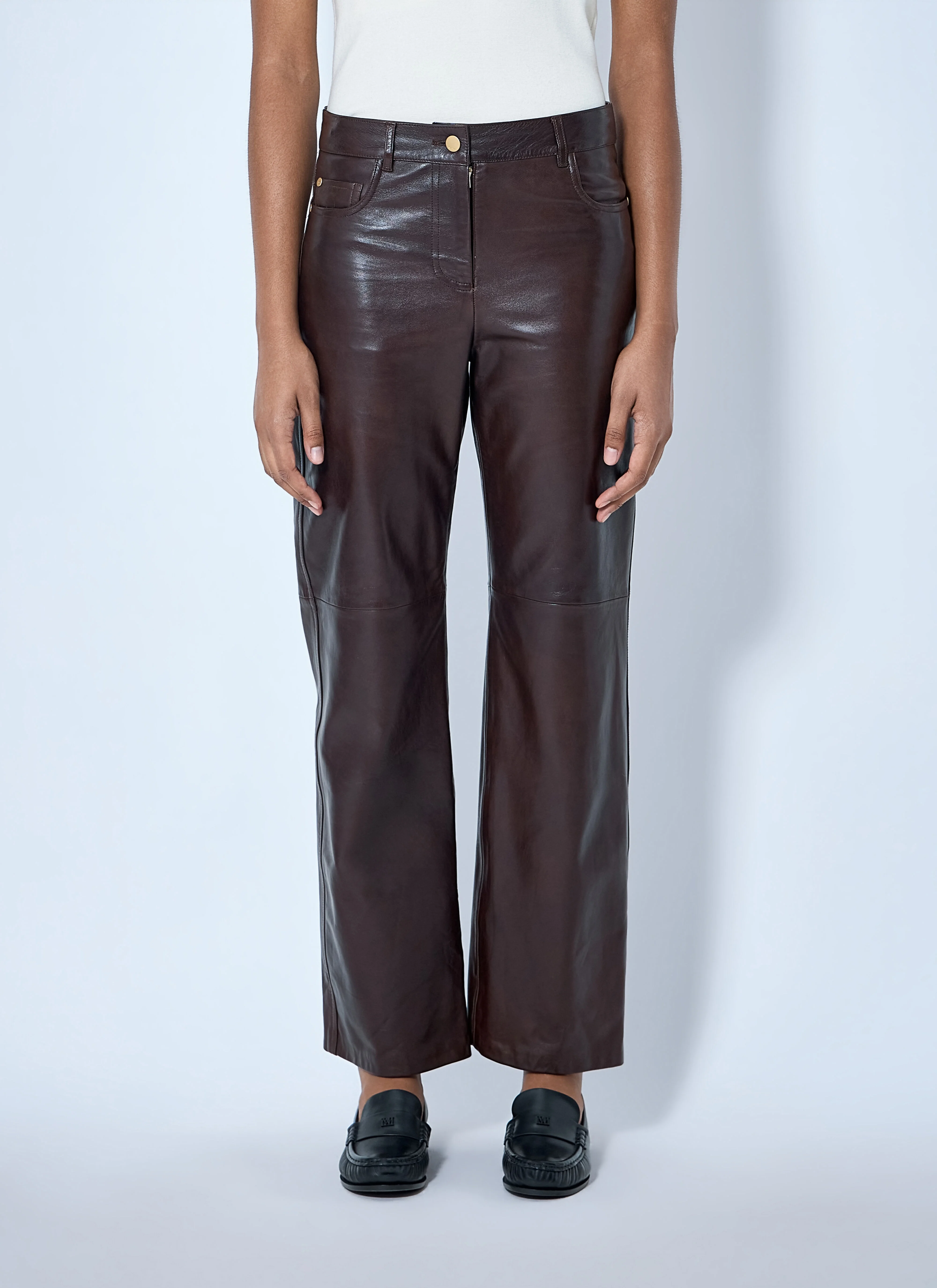 Leather Wide-Leg Trousers - 1