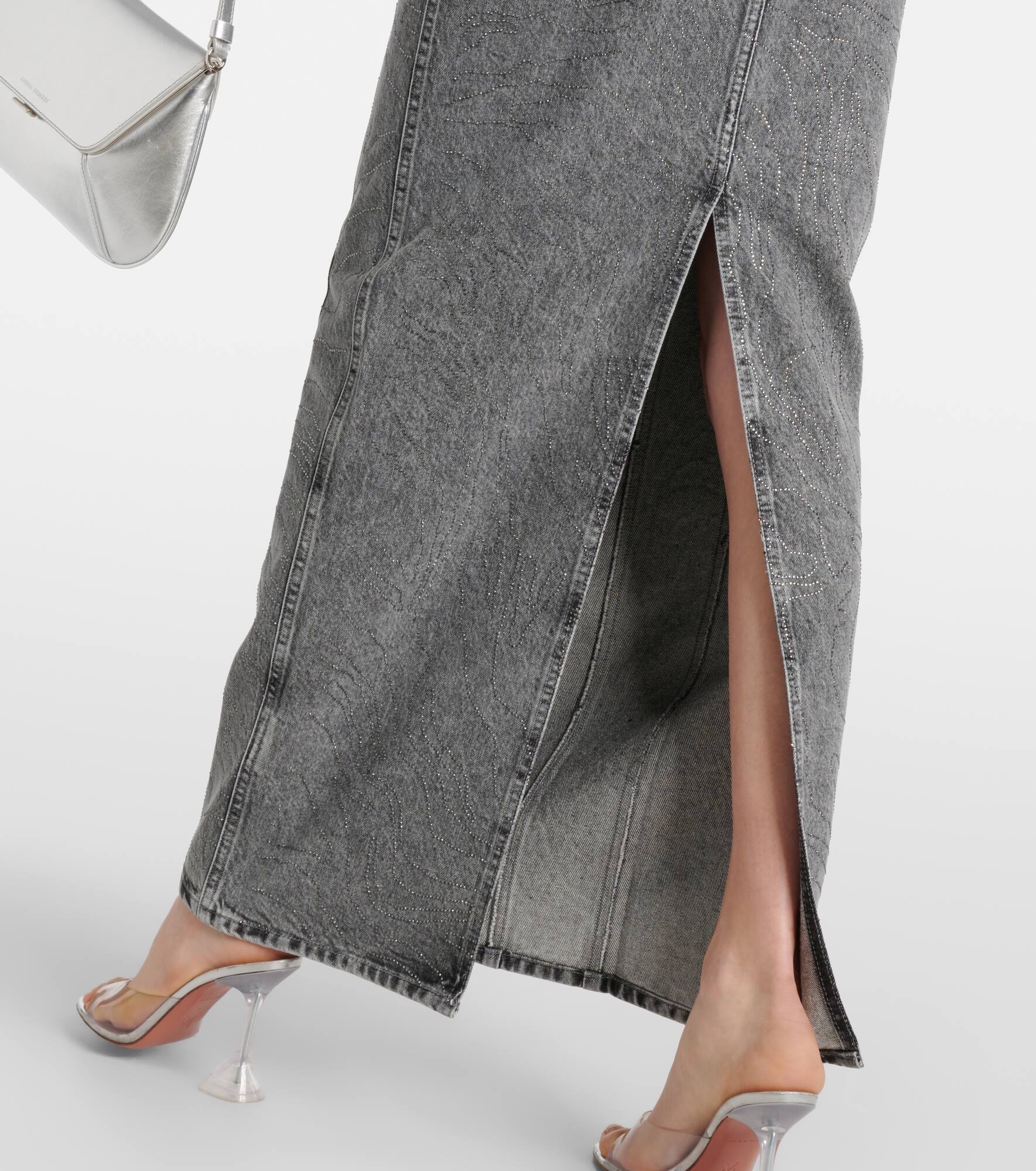 Embellished denim maxi skirt - 6