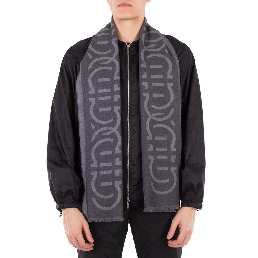 Ferragamo Logo Print Wool Scarf - 1