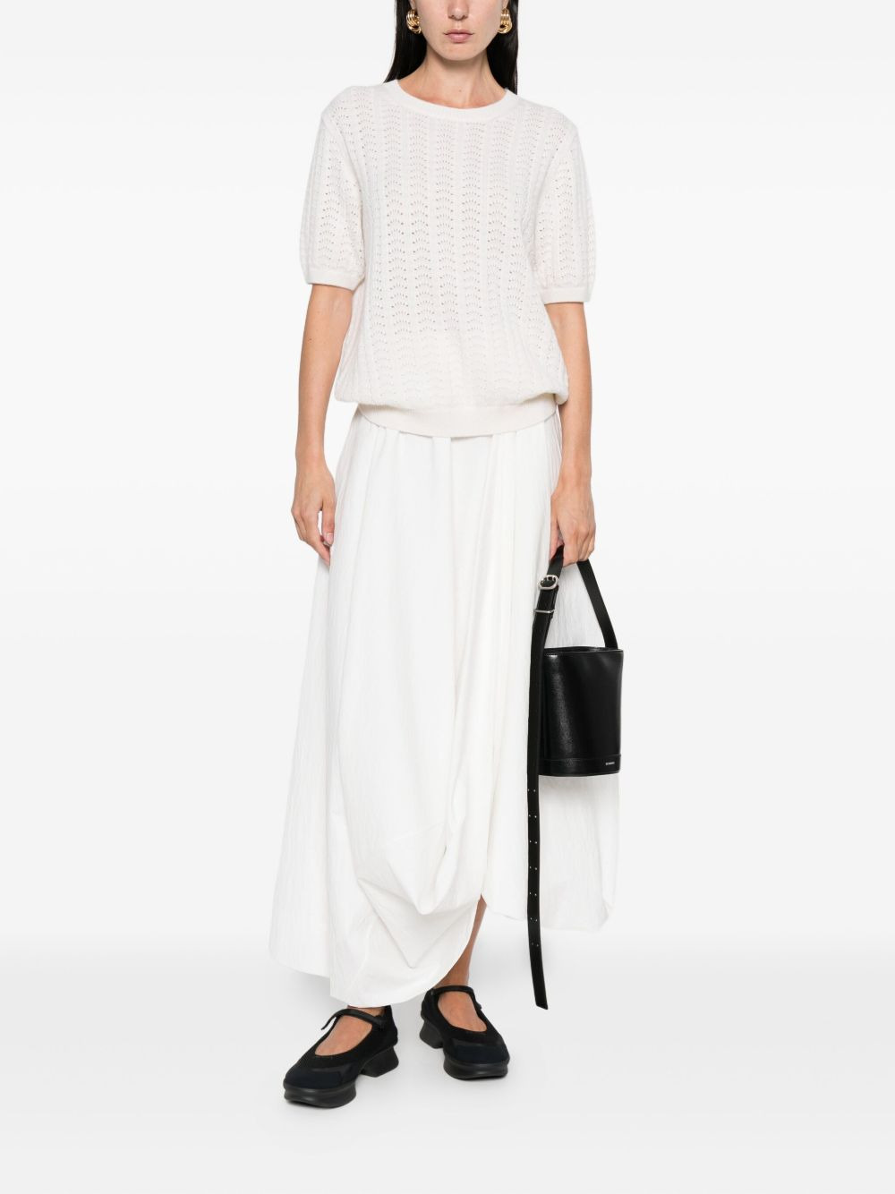 pointelle-knit short-sleeved top - 2