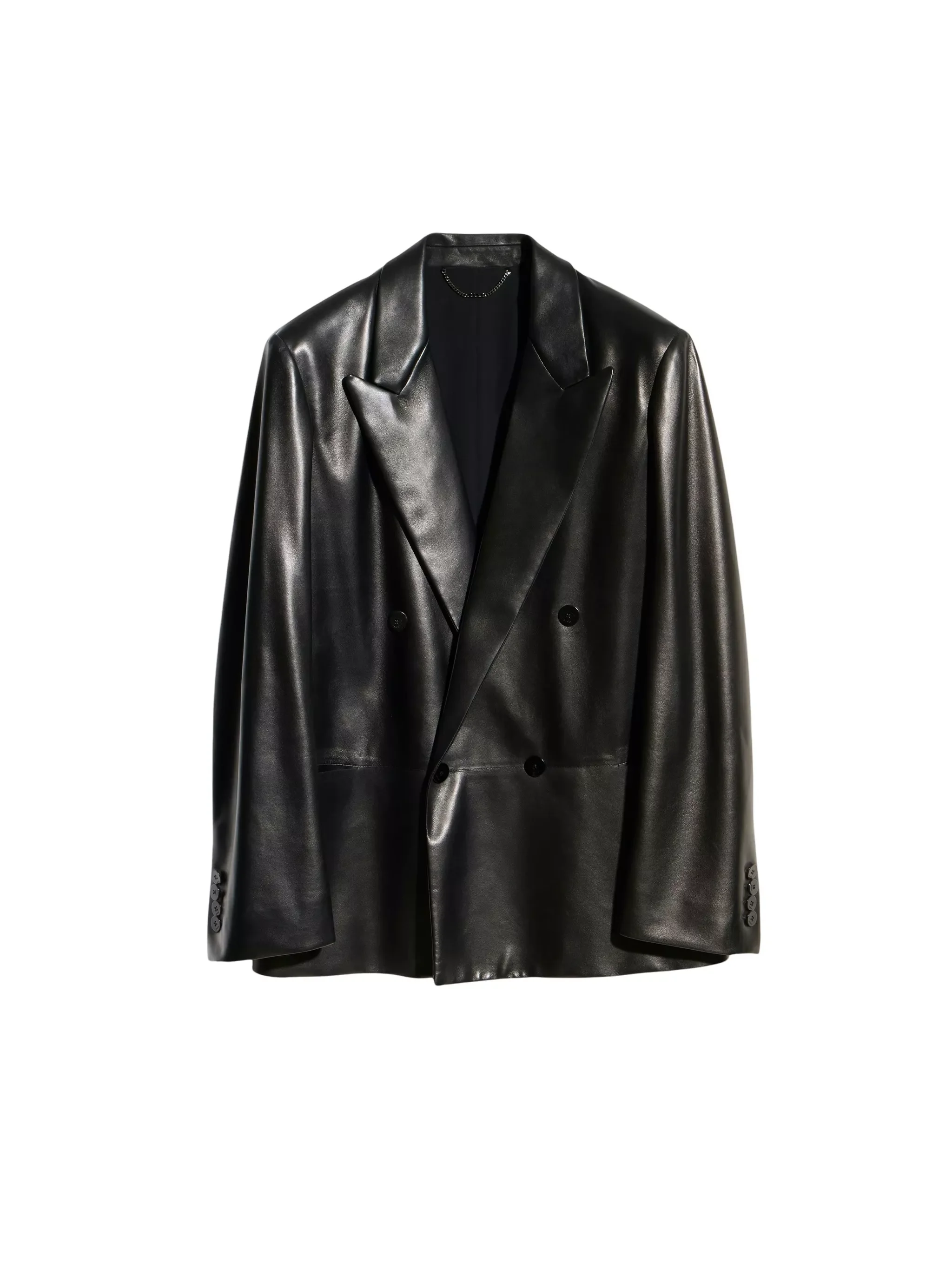 Double-Breasted Jacket in Soft Nappa - 1