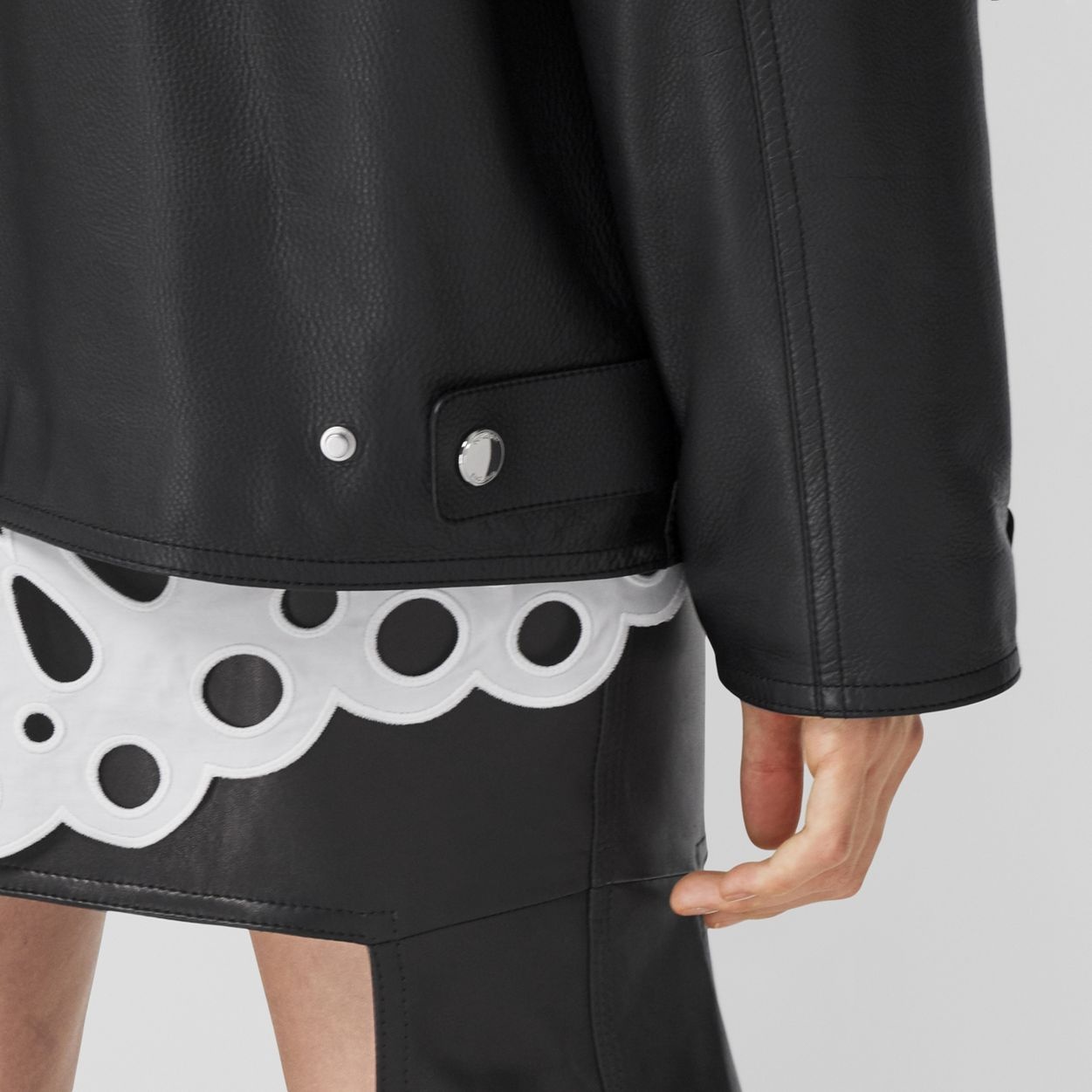Pocket Detail Leather Biker Jacket - 8