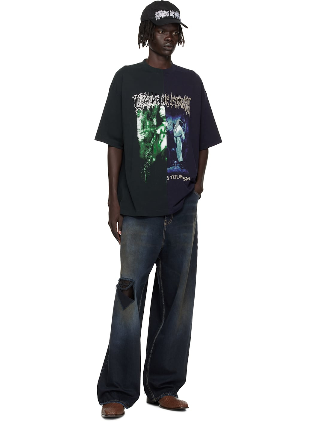 Black Distressed Baggy Jeans - 4