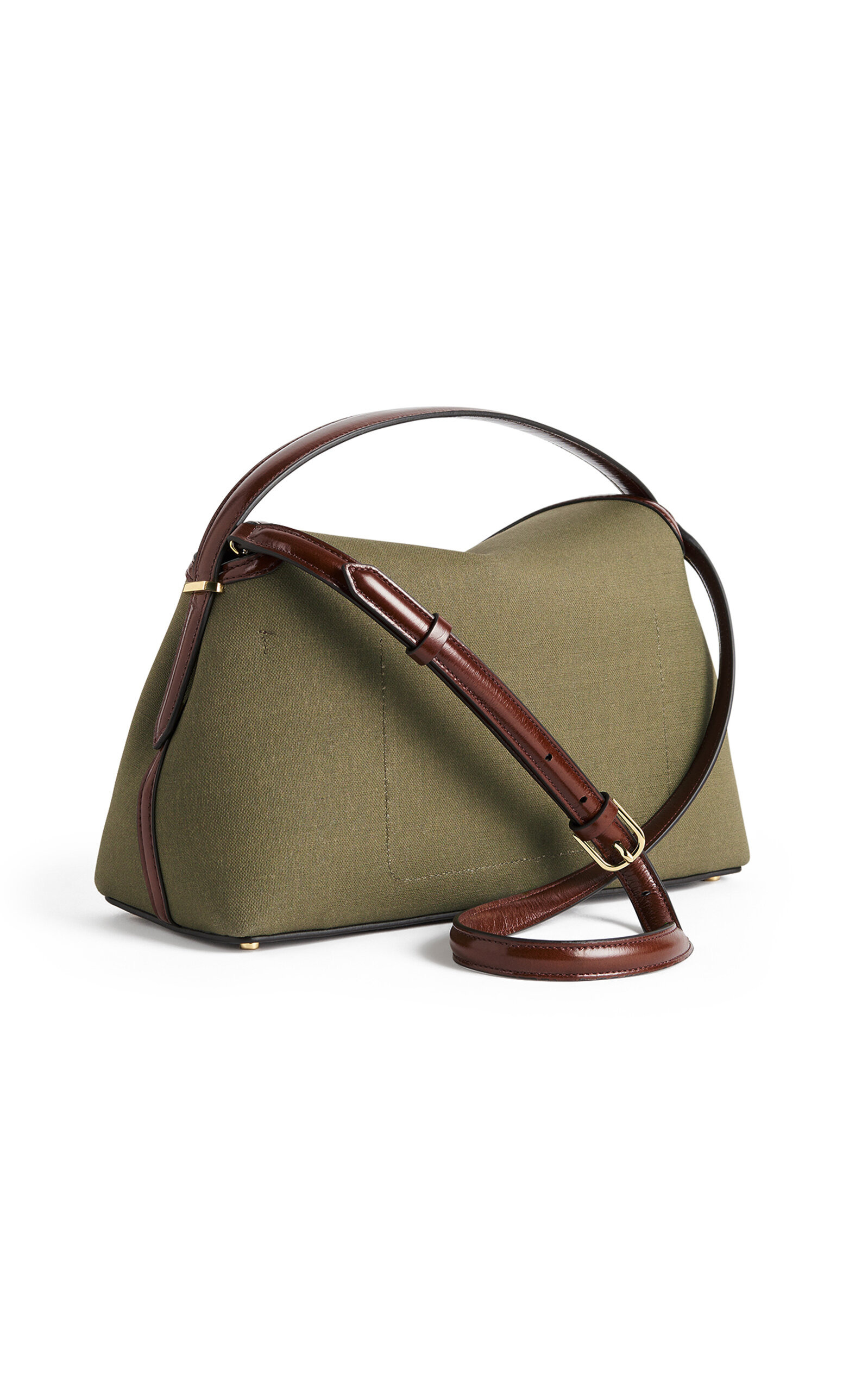 T-Lock Leather-Trimmed Canvas Top Handle Bag green - 3