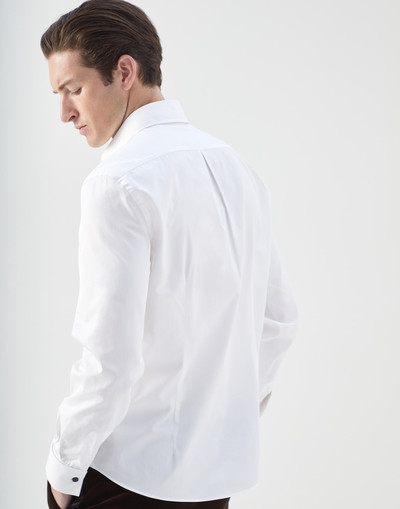 Brunello Cucinelli Sea Island cotton twill slim fit tuxedo shirt with spread collar outlook