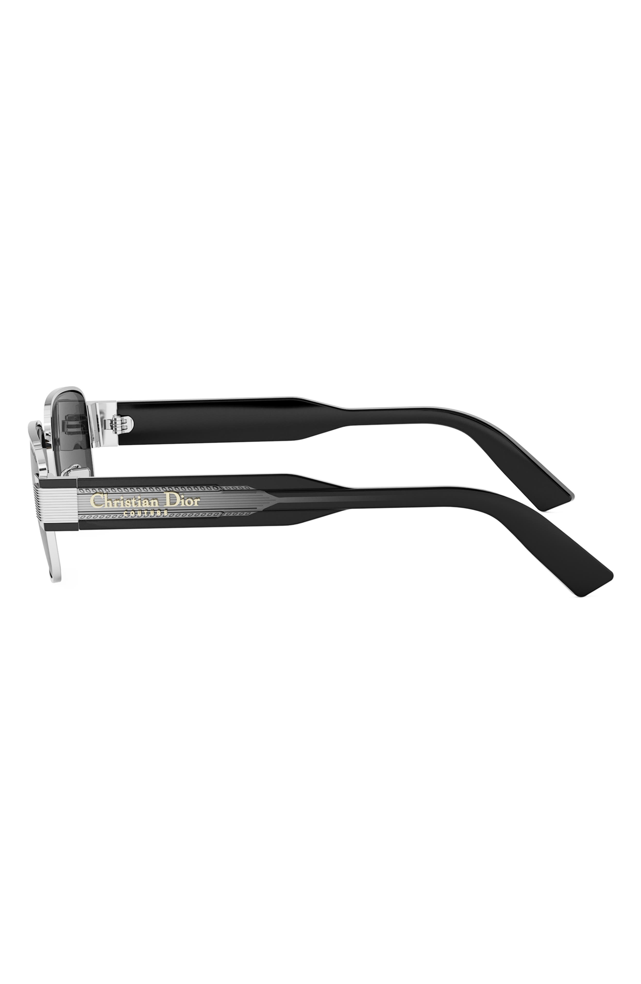 'Christian Dior Label S2U Rectangle Sunglasses in Shiny Palladium /Smoke at Nordstrom - 7