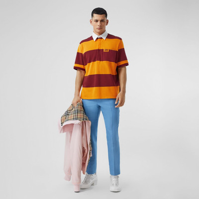 Burberry Striped Cotton and Diamond Quilted Polo Shirt outlook