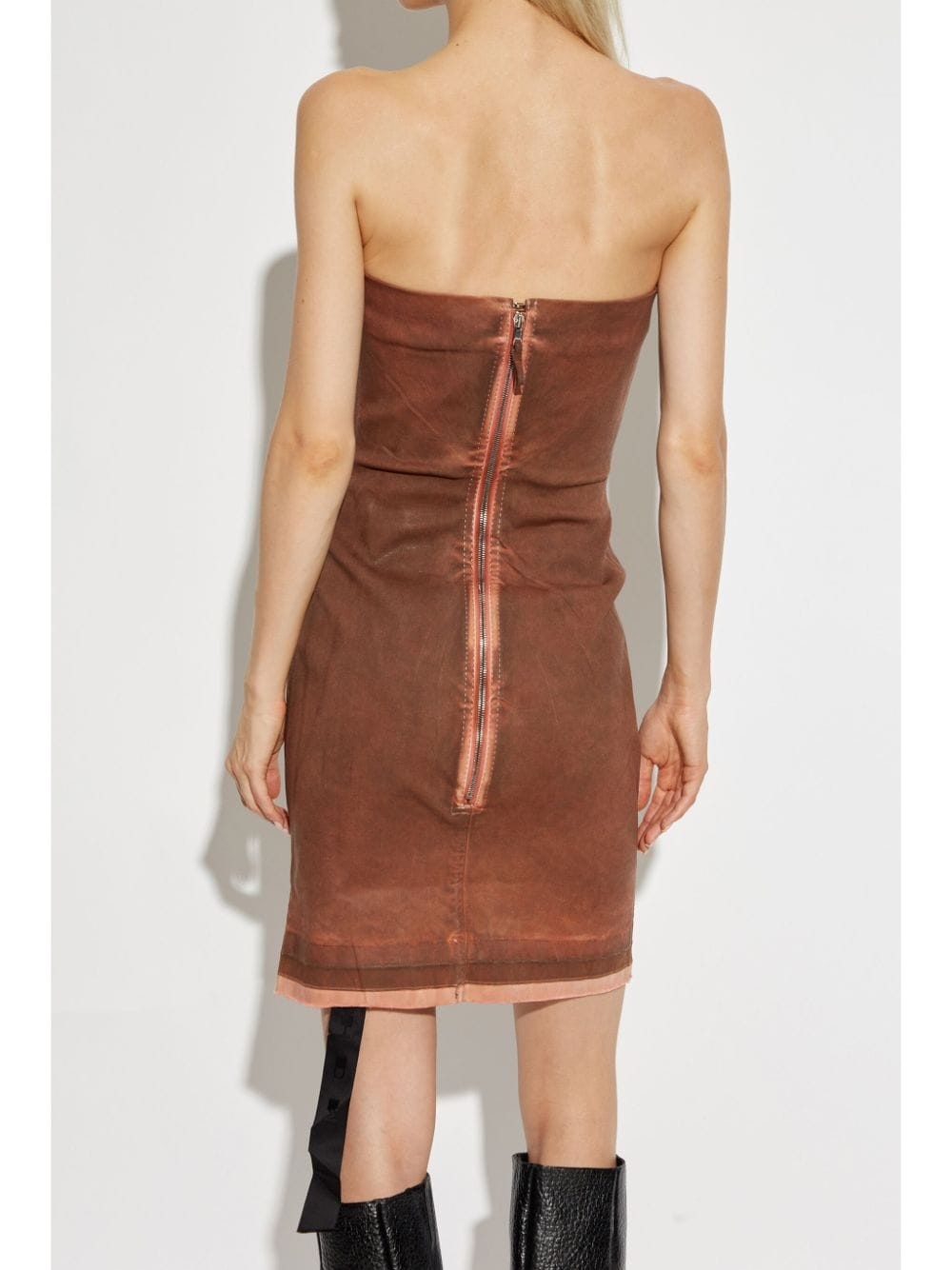 strapless denim dress - 4