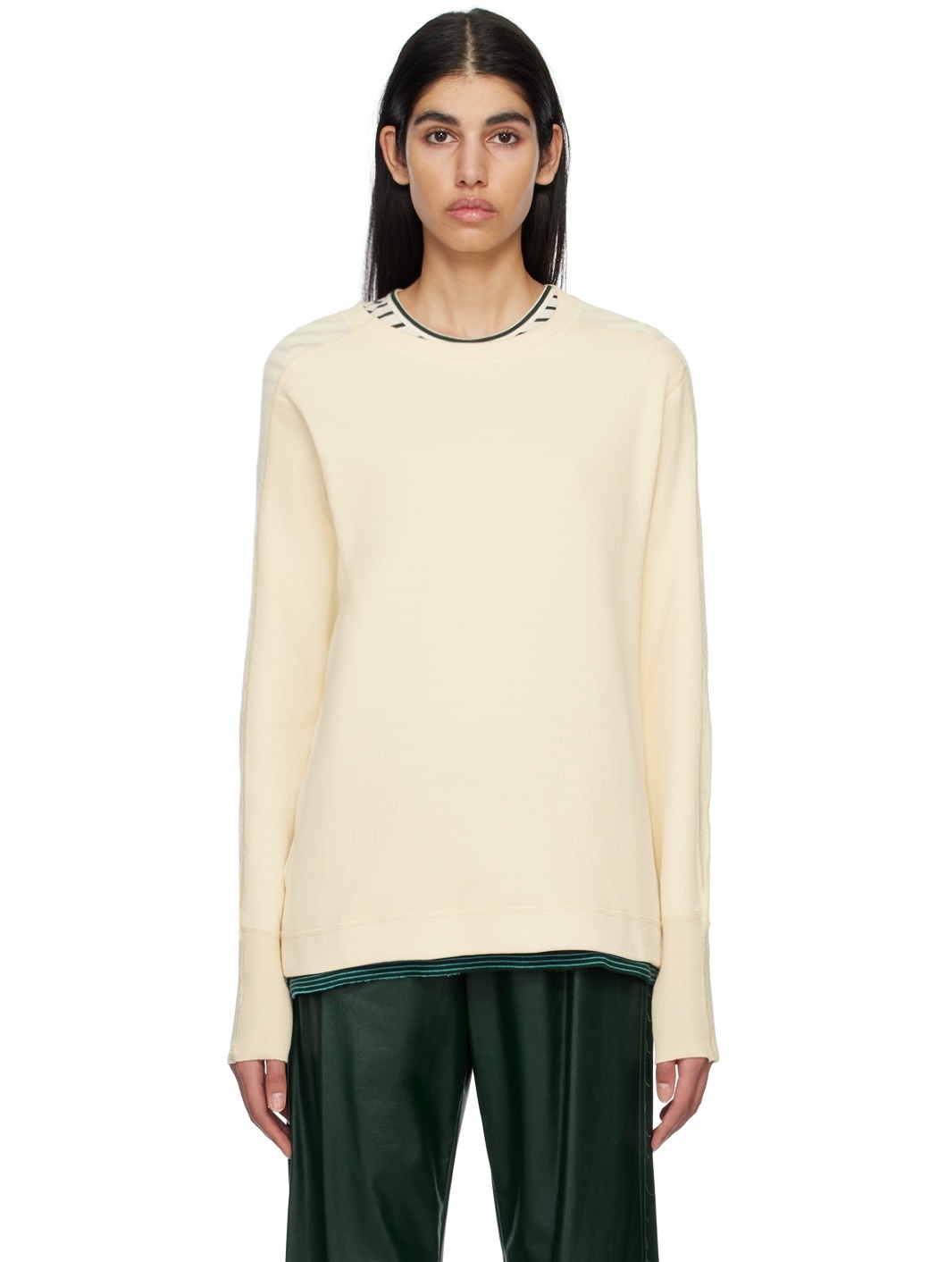 Off-White Paneled Long Sleeve T-Shirt - 1