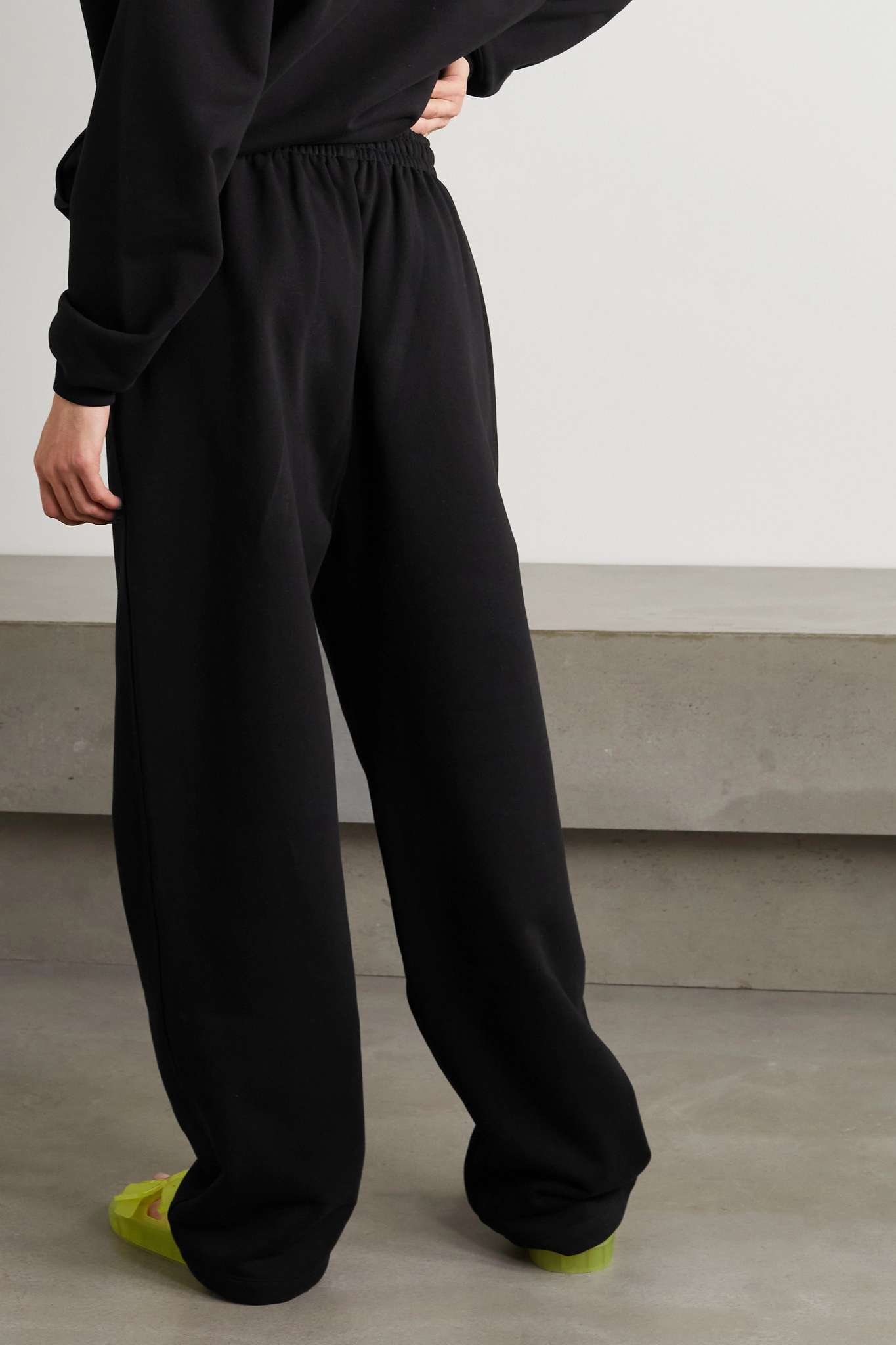 Embroidered cotton-jersey track pants - 3