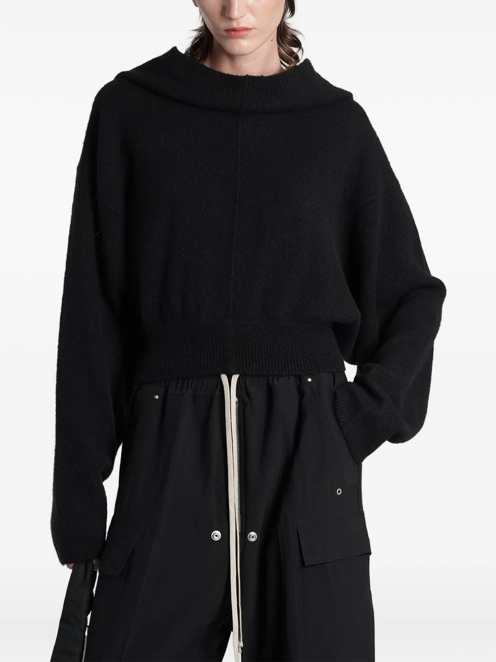 ribbed-knit hoodie - 1