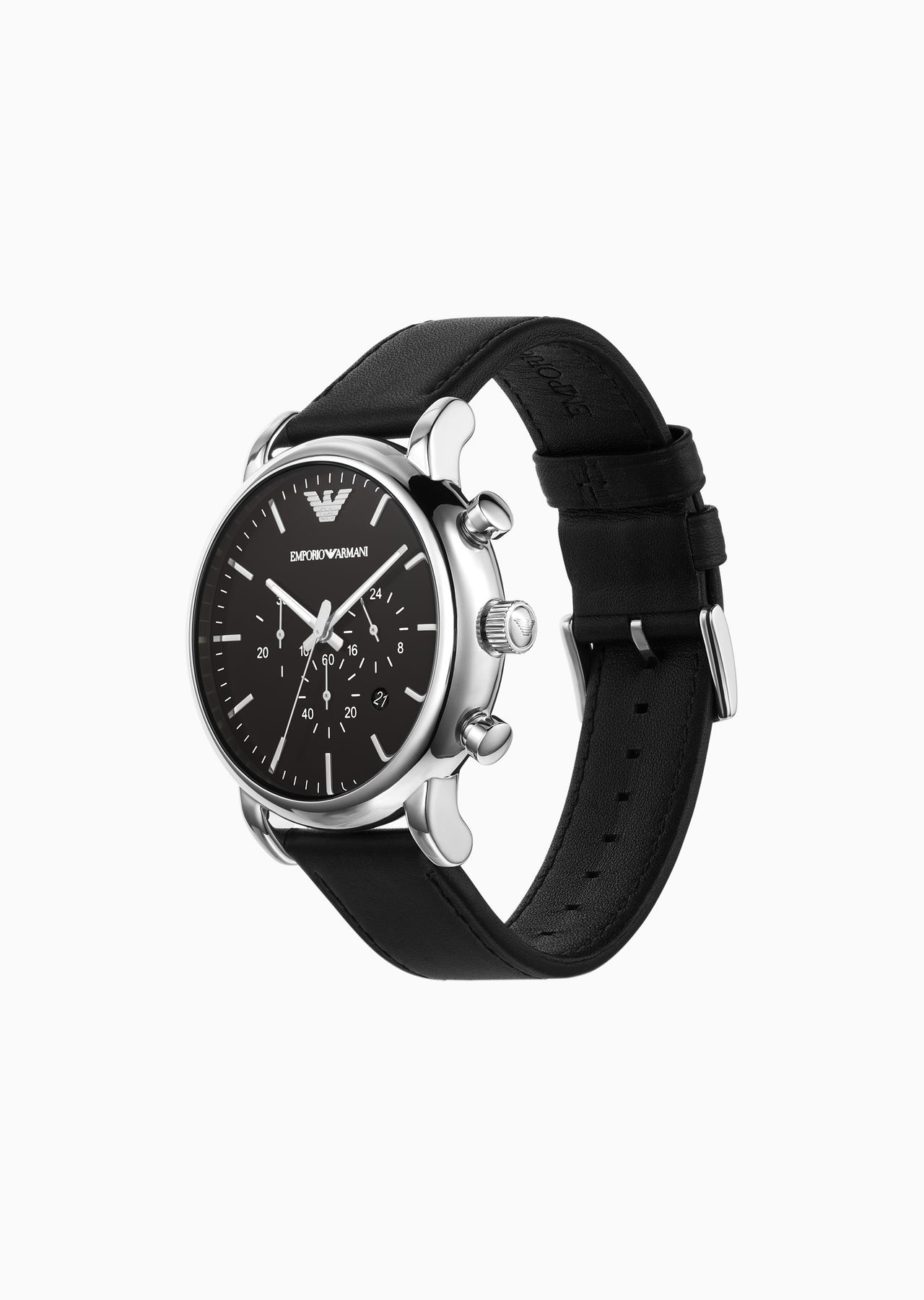 Chronograph Black Leather Watch - 2