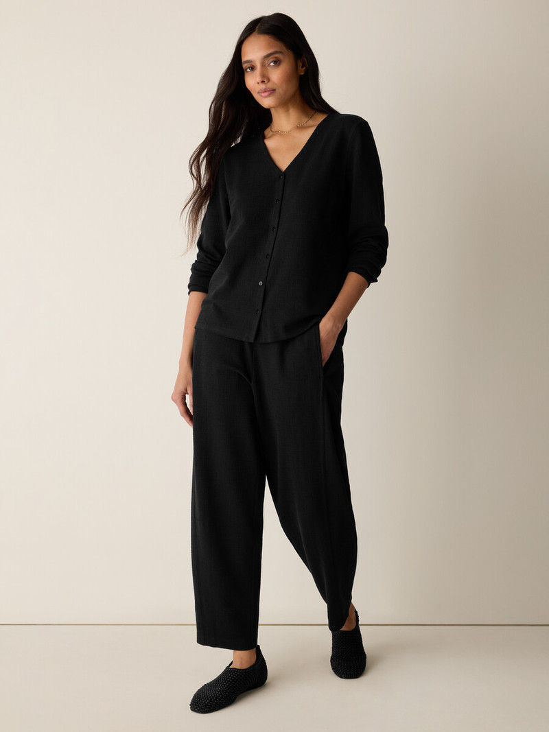 Cross Hatch Stretch Jersey Button-Front Top 3