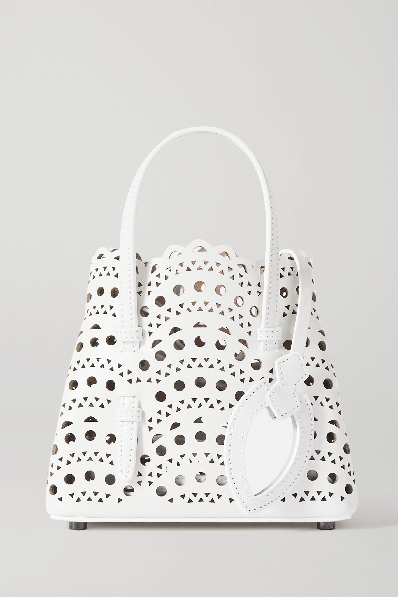 Mina micro laser-cut leather tote - 6