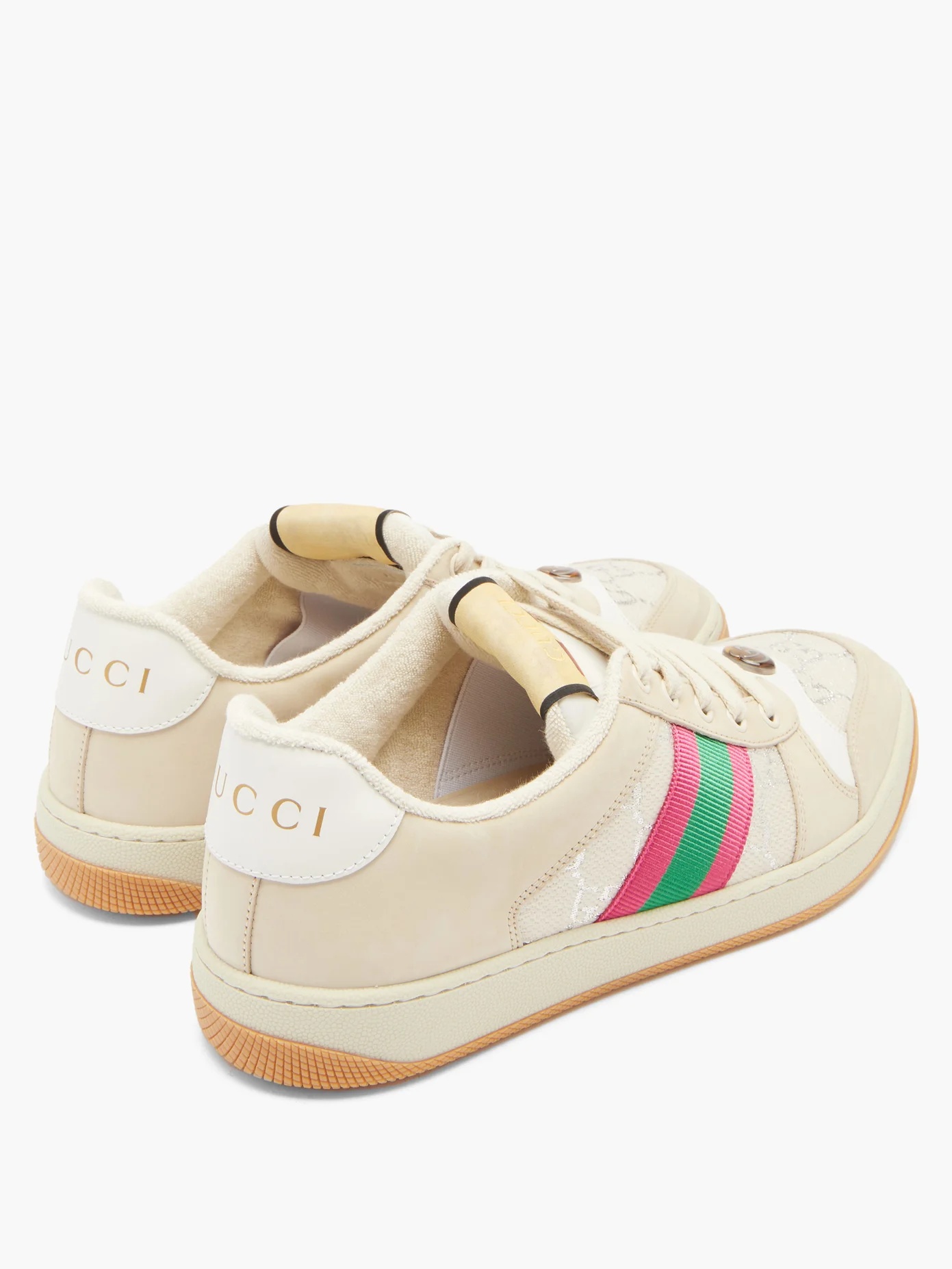 Screener GG-monogram leather and lamé trainers - 4