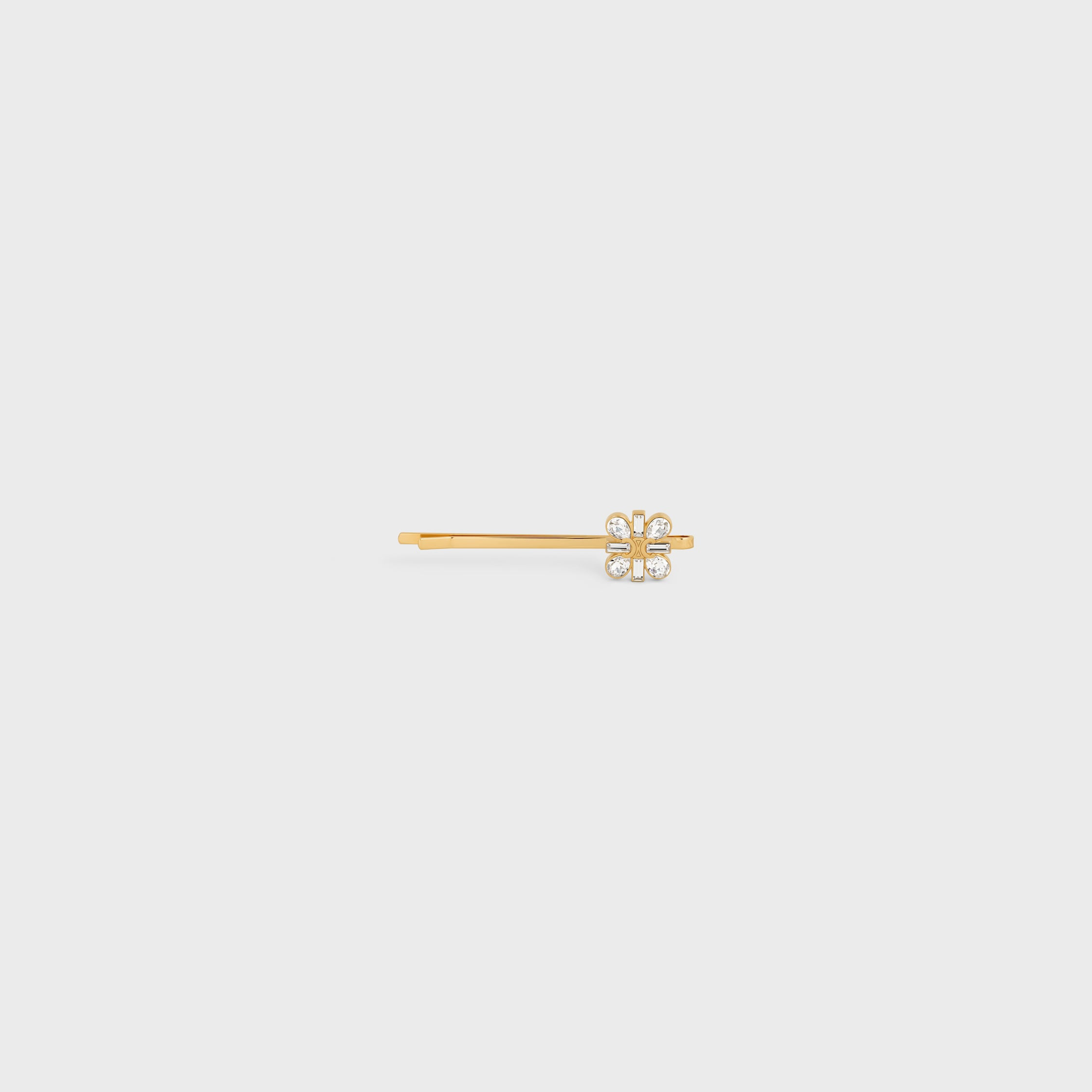 Celine Daisy Hair Slide in Strass and Brass with Gold Finish - 1