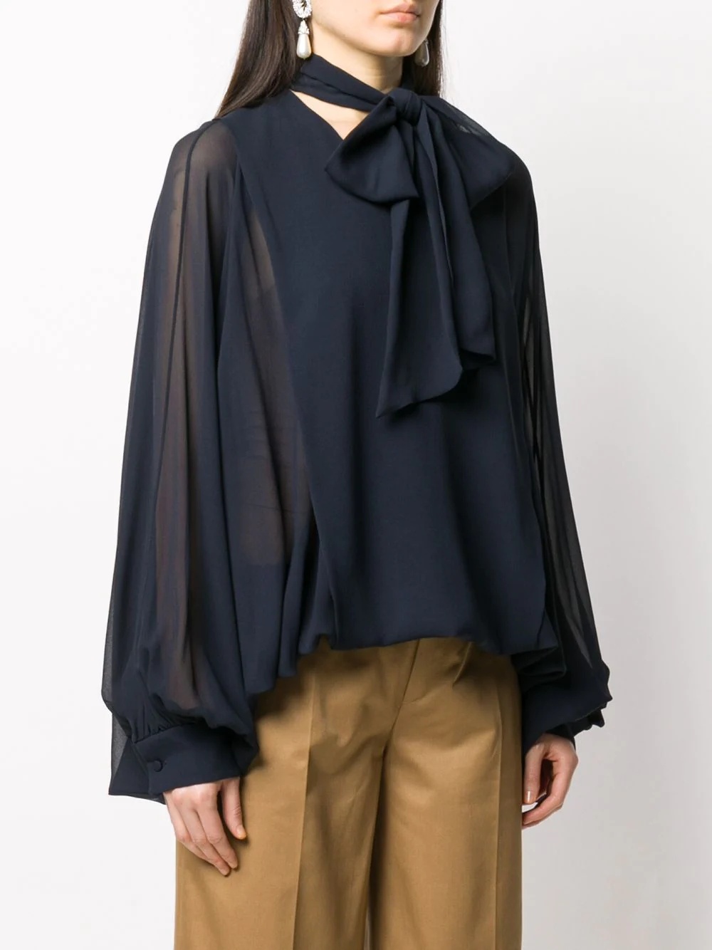 pussybow pouf sleeve blouse - 3