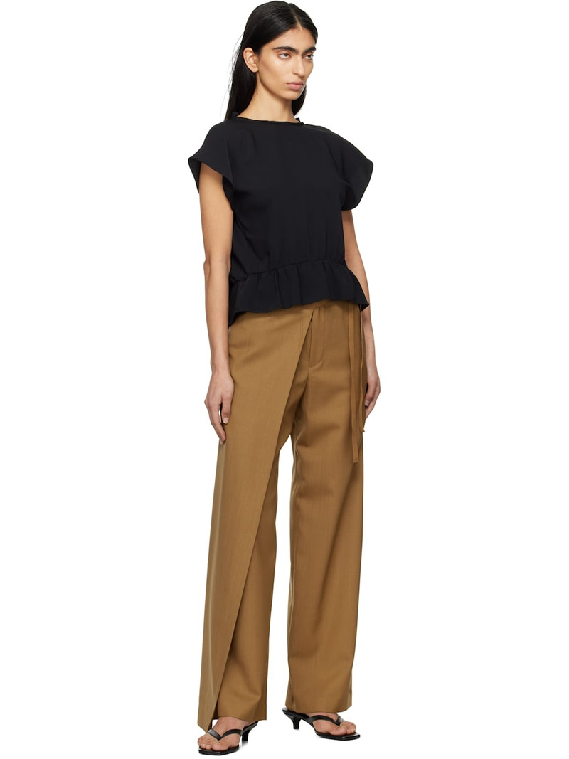 MM6 Maison Margiela Tan Tailoring Wool Canvas Tie Trousers outlook