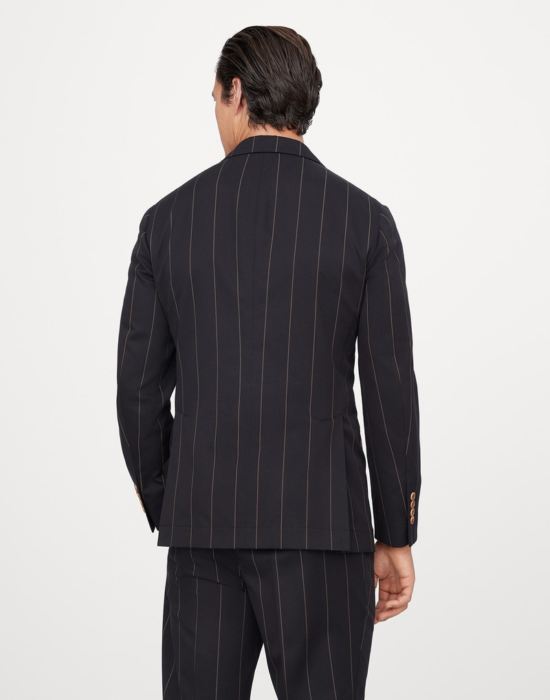 Brunello Cucinelli Wool and Sea Island cotton chalk stripe gabardine deconstructed Cavallo blazer outlook
