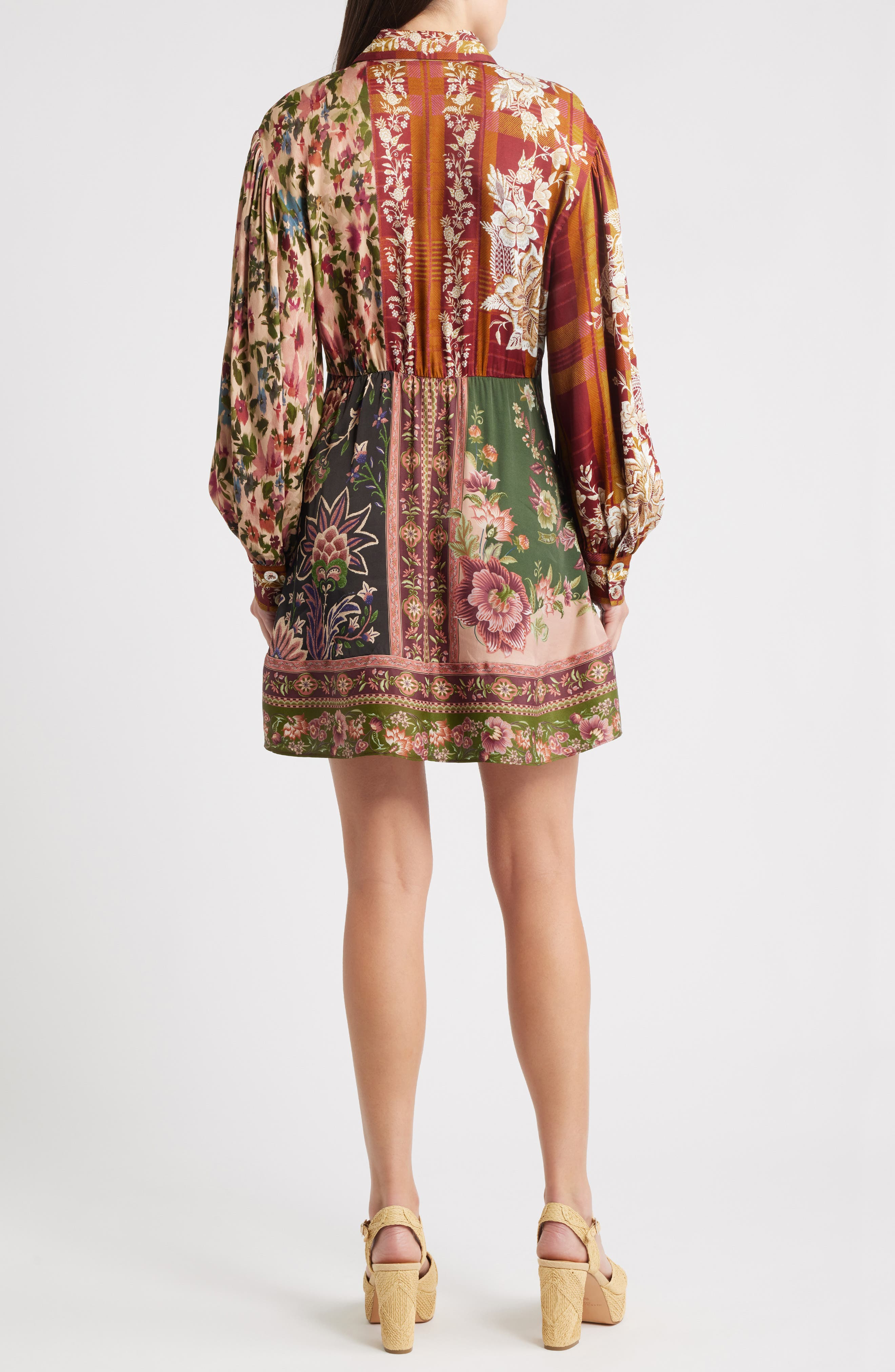 FARM Rio Winter Garden Long Sleeve Minidress in Winter Garden Mix at Nordstrom - 2
