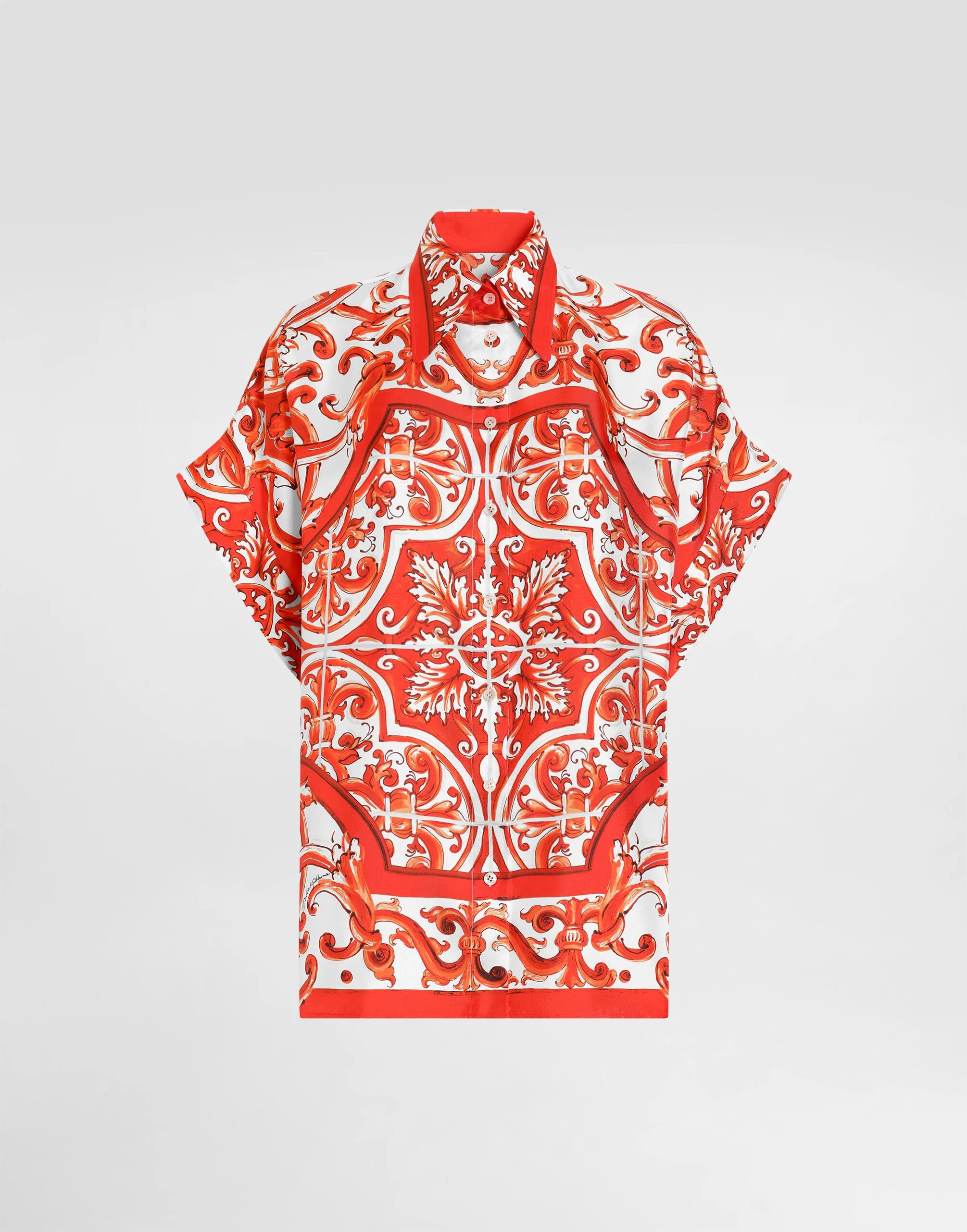 Majolica-print silk shirt - 1