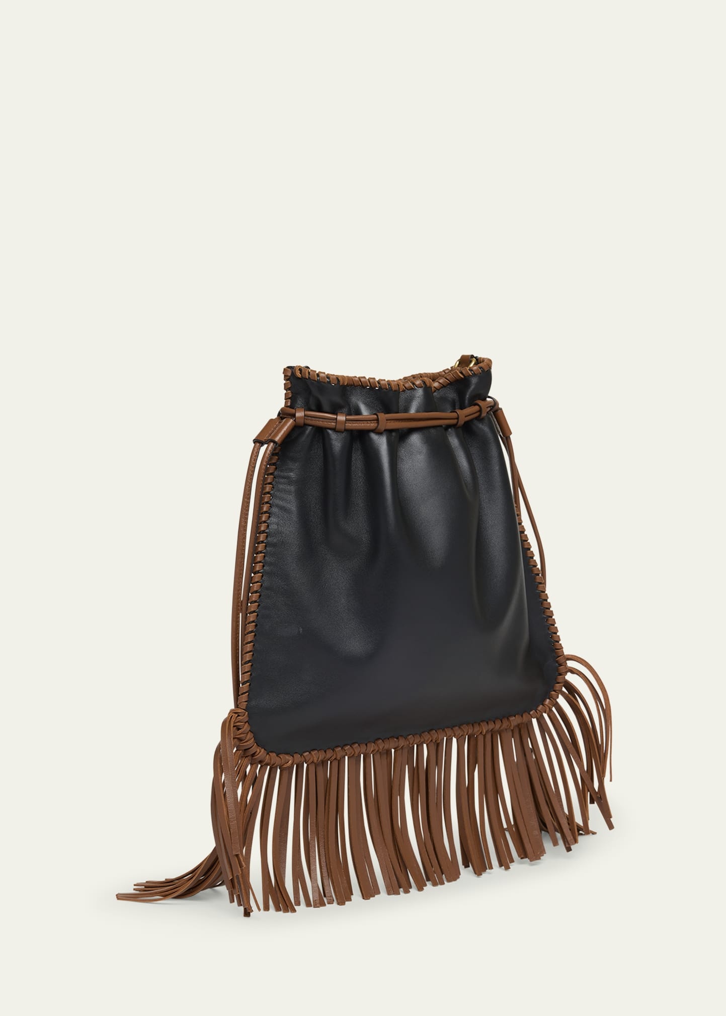 Nellcote Alice Large Fringe Studded Leather Bucket Bag - 3