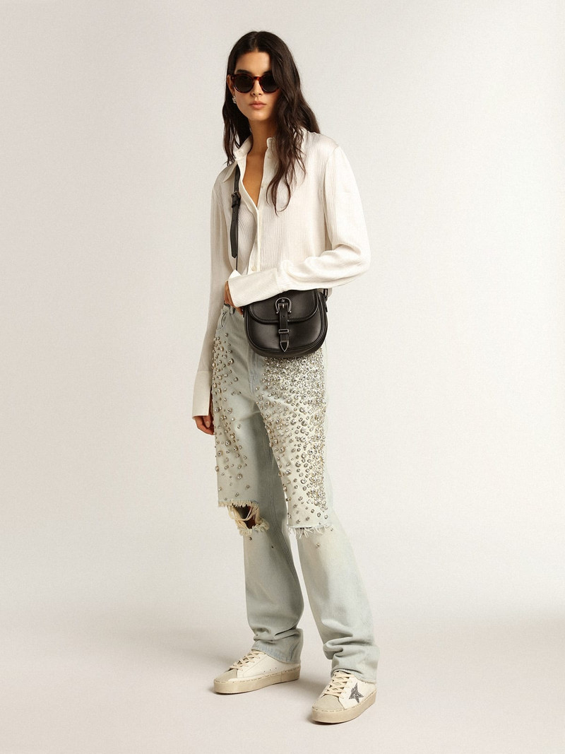 Golden Goose Hi Star with silver glitter star and dove-gray nubuck heel tab outlook