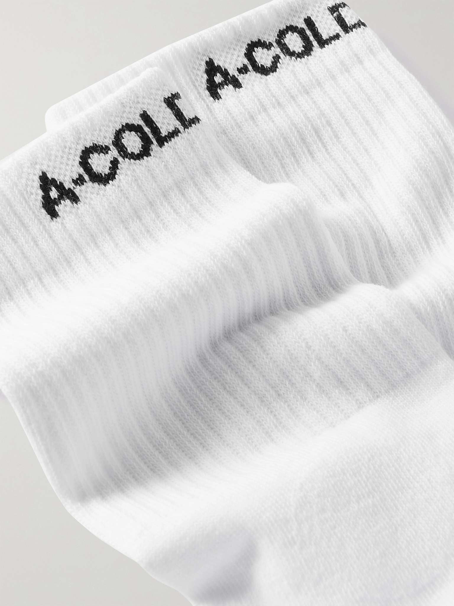 Asterix Logo-Intarsia Ribbed Stretch Cotton-Blend Socks - 2