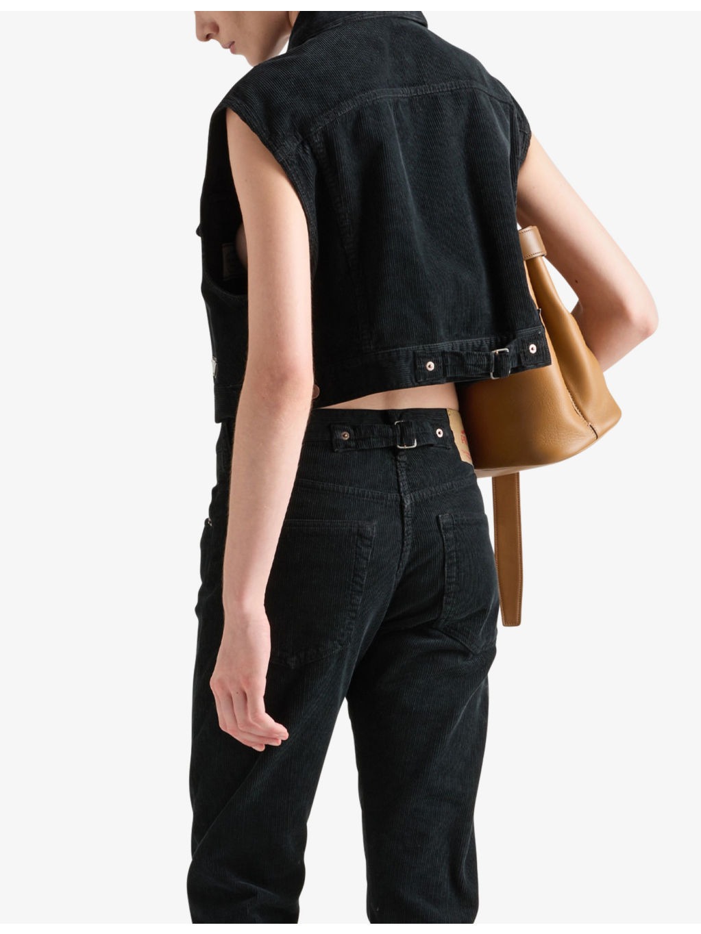 Logo-plaque cropped cotton-corduroy waistcoat - 4